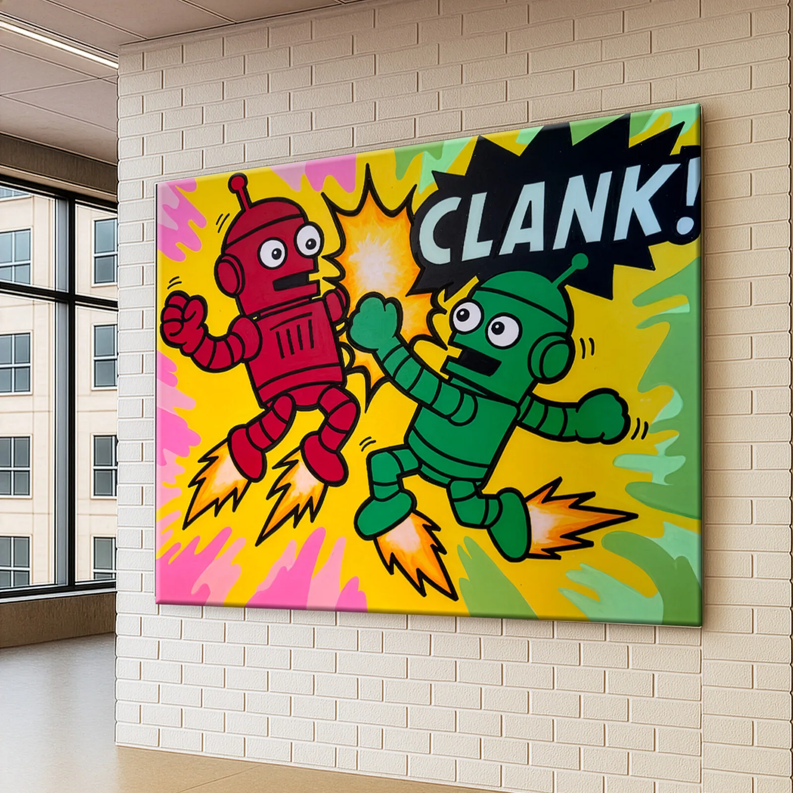 Akrylmålning CLANK! av Emanuel Ringborg Mankert