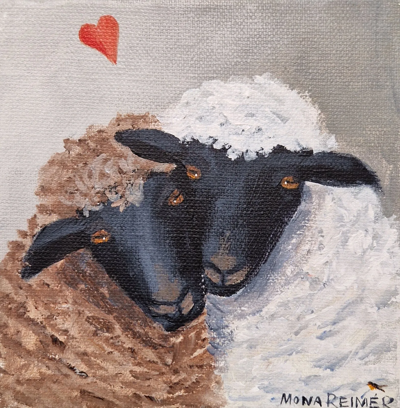 Akrylmålning Love is in the air (R) av Mona Reimer