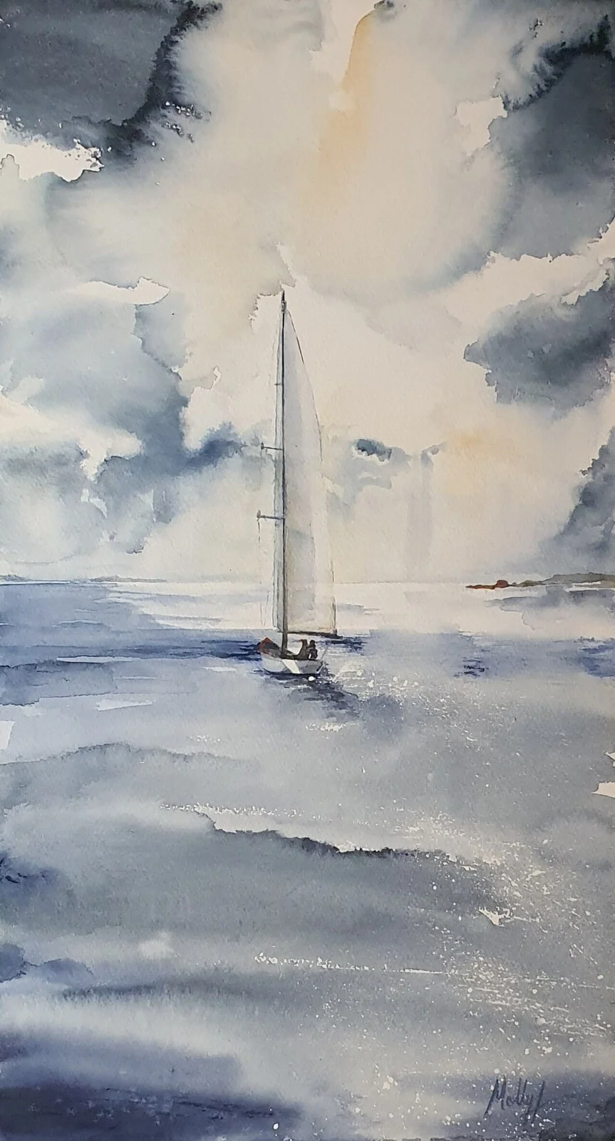 Akvarell Sail me away, inkl ekram av Molly, Monika Hellgren