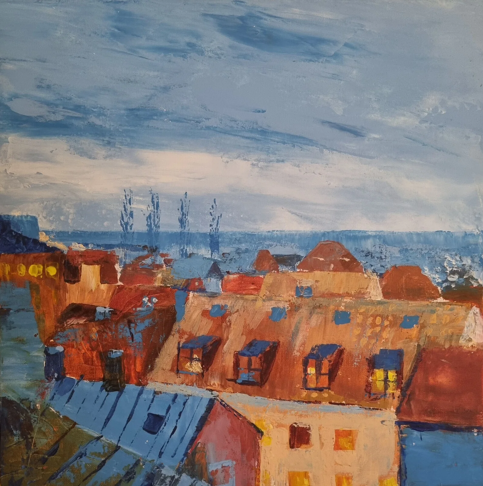 Akrylmålning Visby av Elisabeth Eide