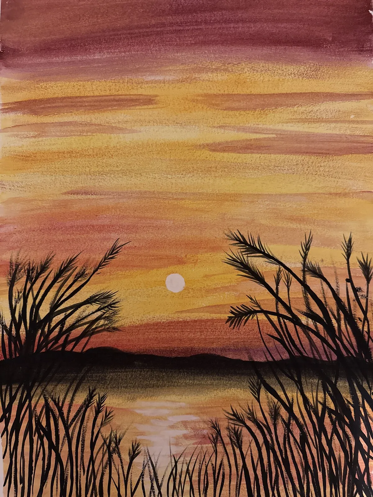 Akvarell Solnedgångens stillhet av Tabarak Omar