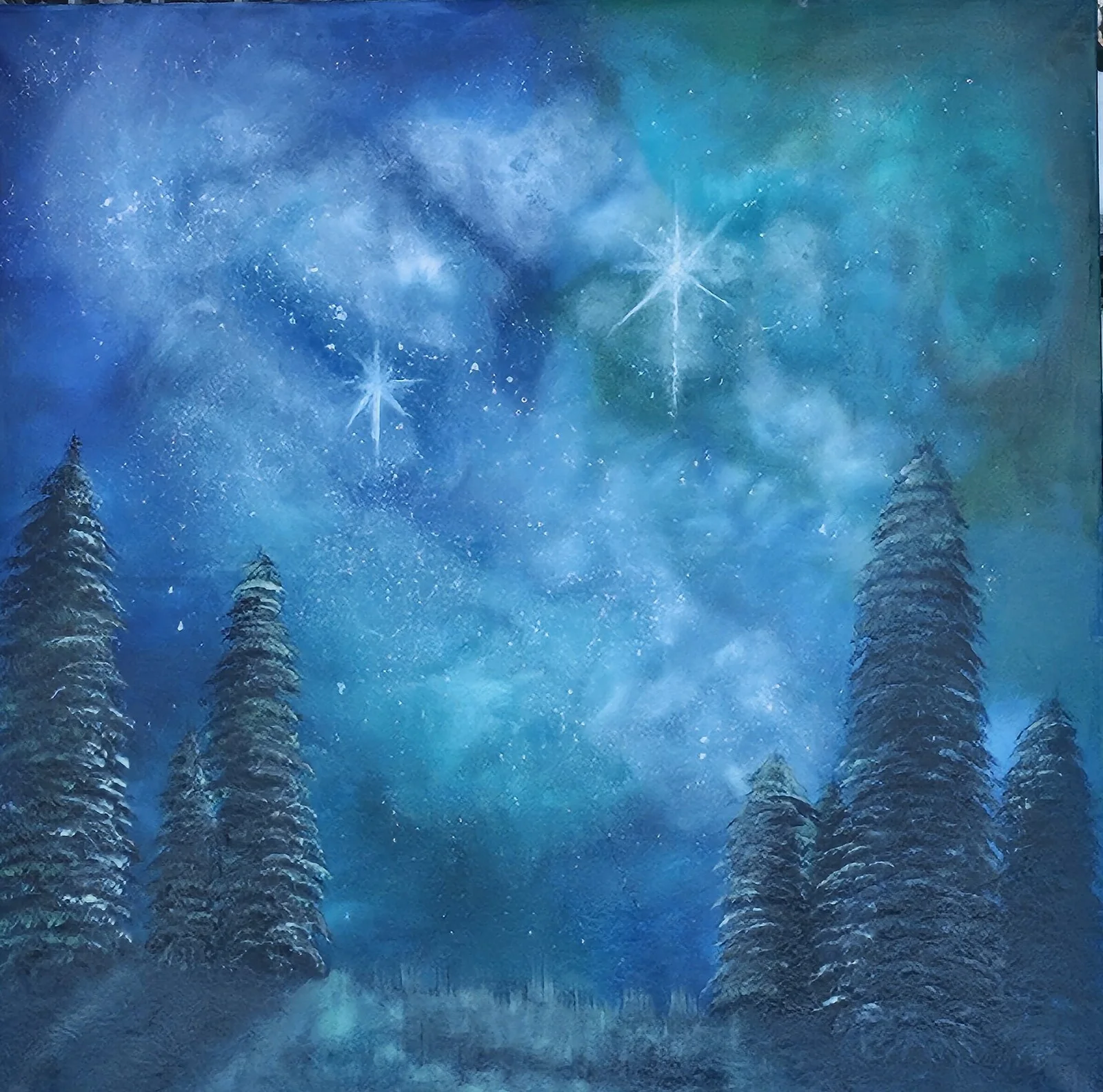 Oljemålning Nightly beginnings av Nathalie Fälldin