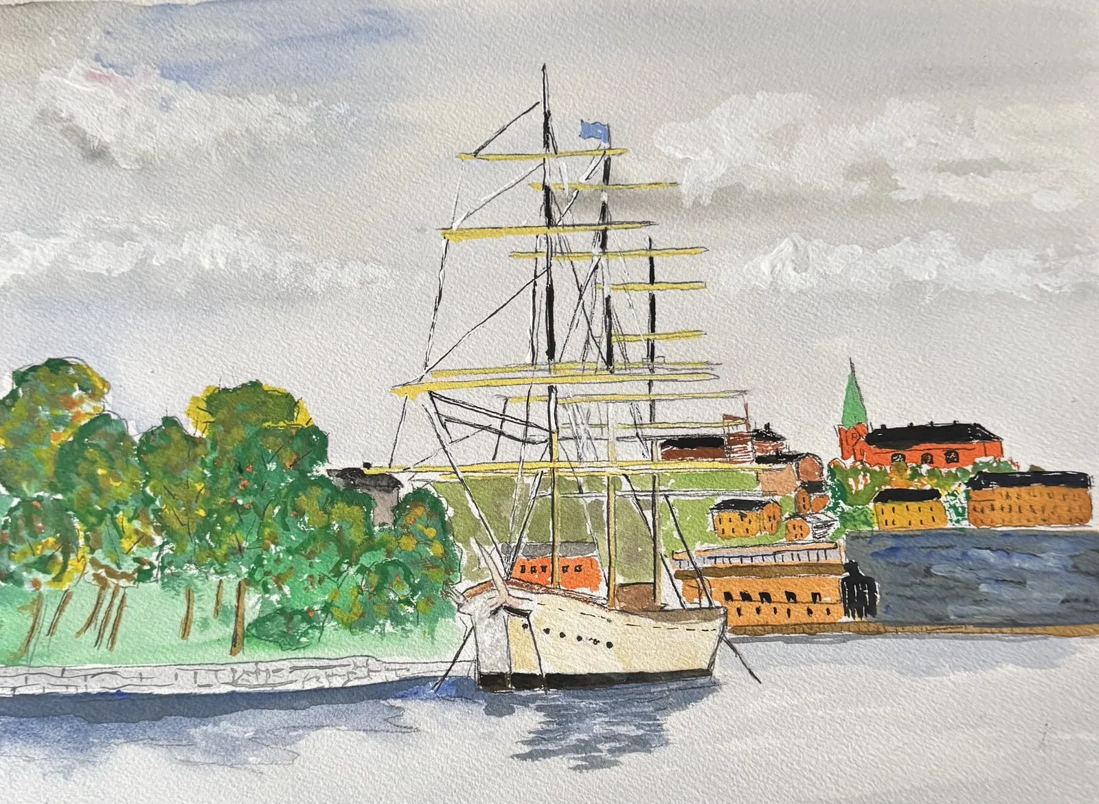 Akvarell HMS af Chapman av Bengt Uusitalo