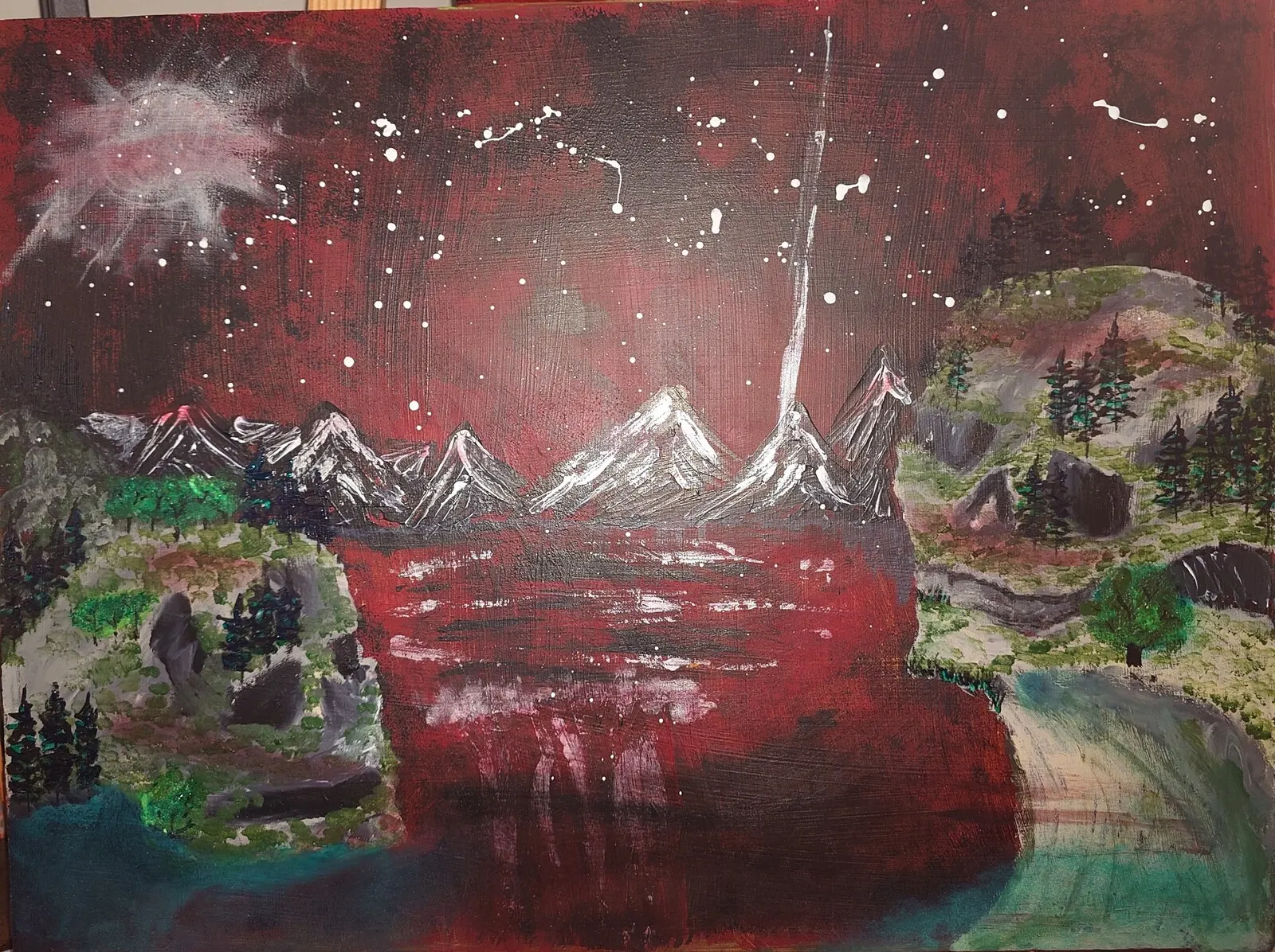 Akrylmålning Blodnatt av Rebecka Lindberg