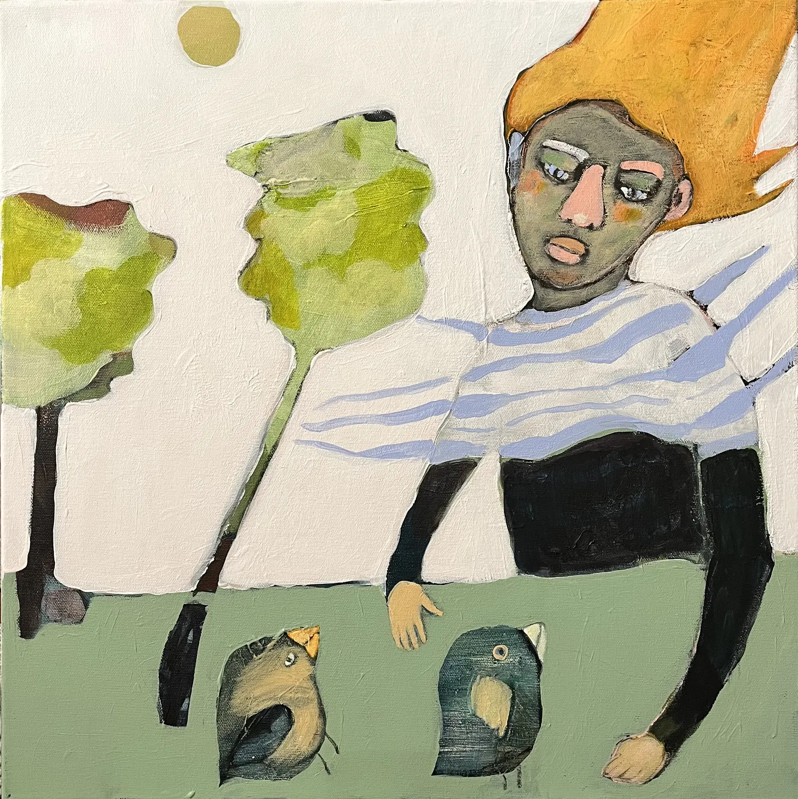 Akrylmålning Vill ni leka med mig det kanske vore lite kul ändå av Cecilia S Andersson