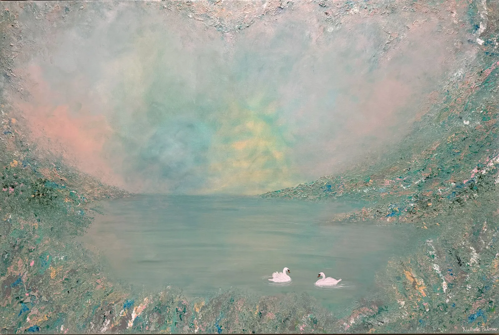 Akrylmålning Green Mist av Nathalie Palmaer