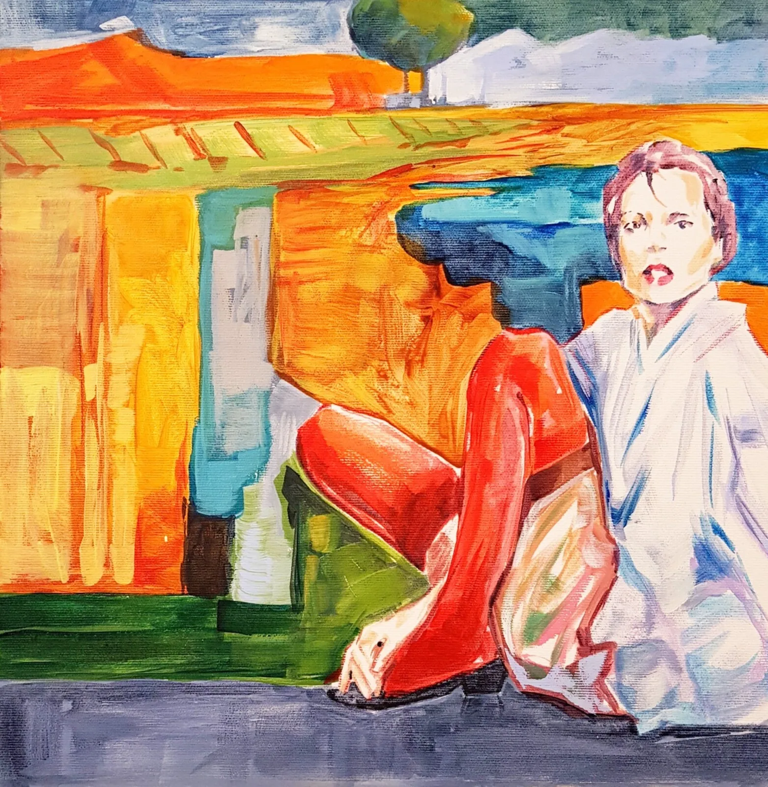 Akrylmålning Ongoing cascade av Daniel Vandinja