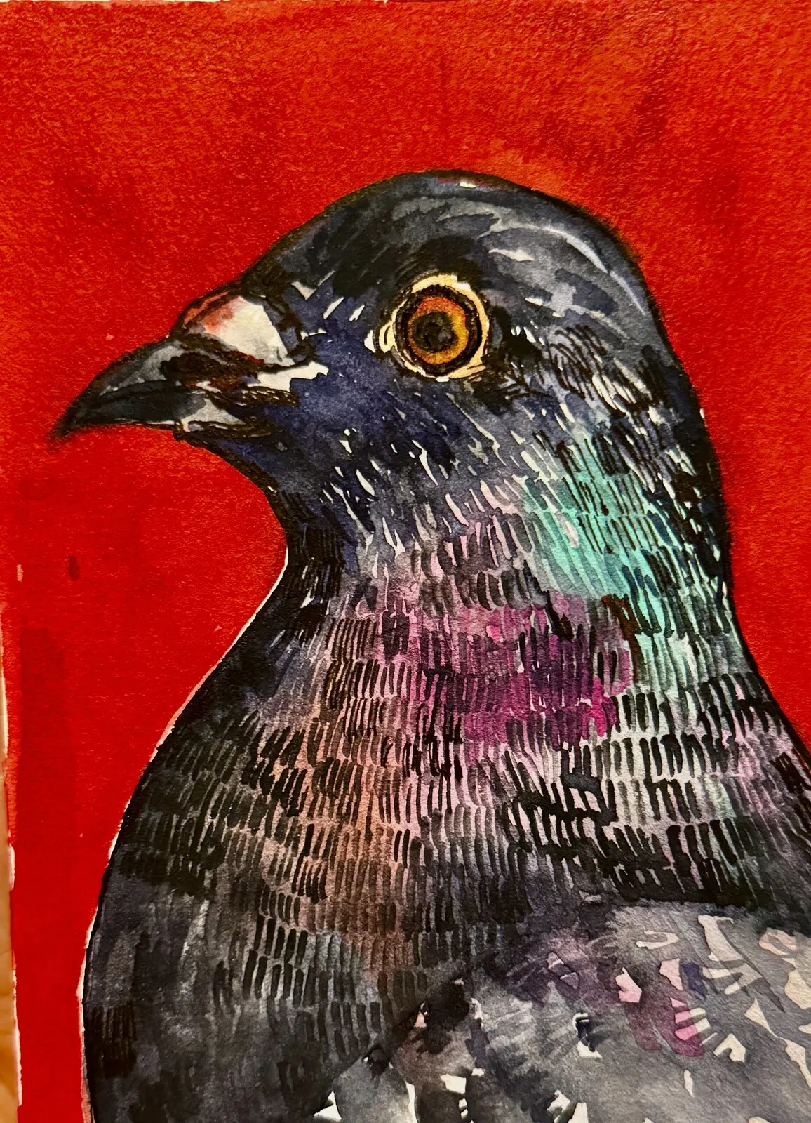 Akvarell Duva porträtt av Ekaterina Dutkevich