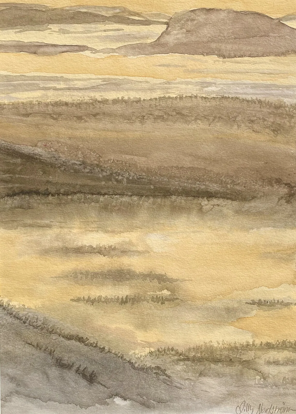 Akvarell Morgondimma II av Lilly Nordström