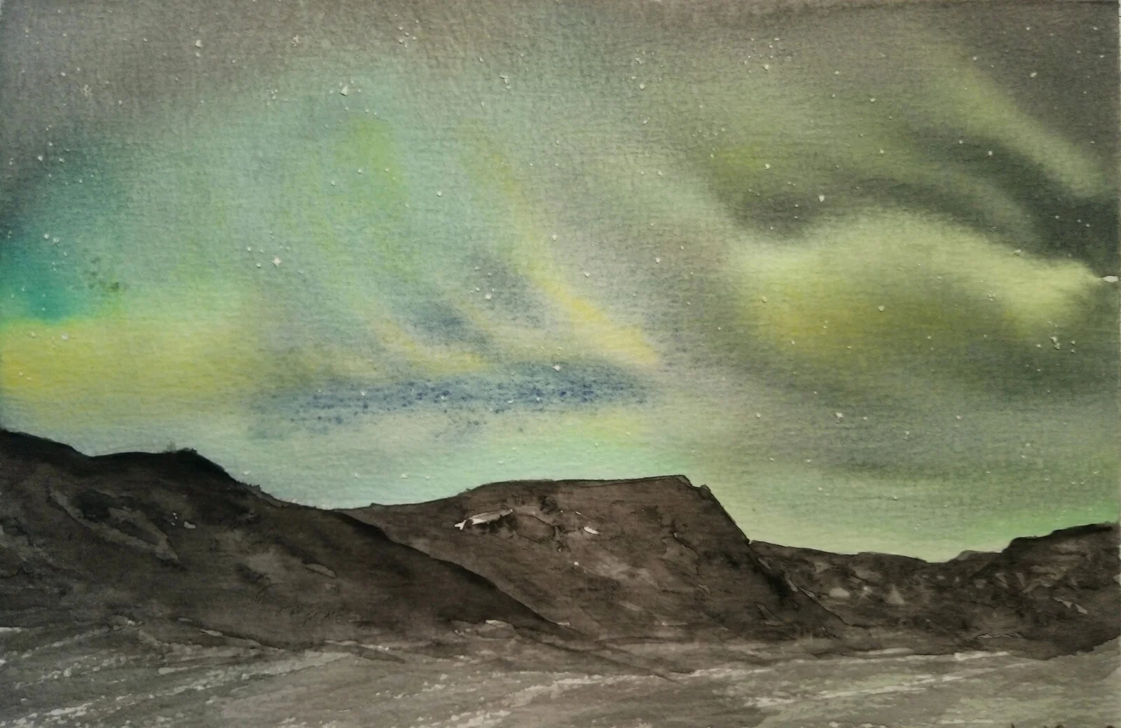 Akvarell Plötsligt händer det av Lilly Nordström