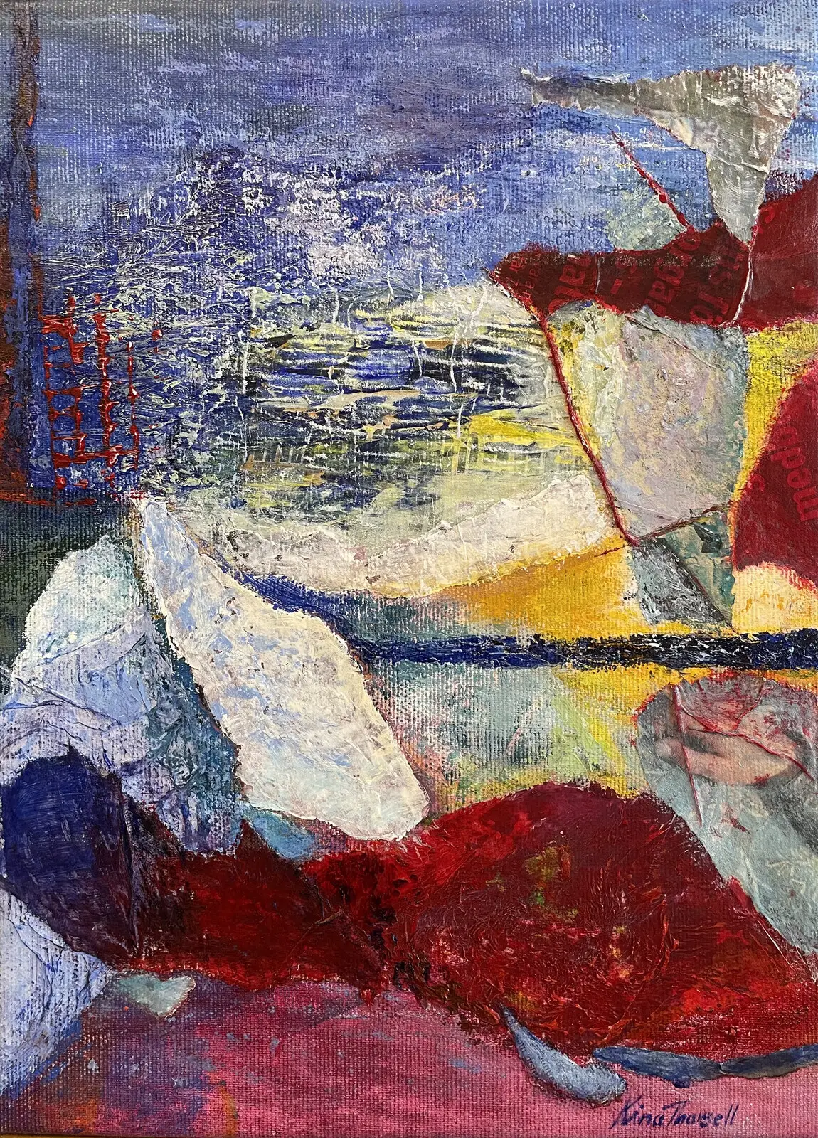 Akrylmålning Strandliv av Kina Thorsell