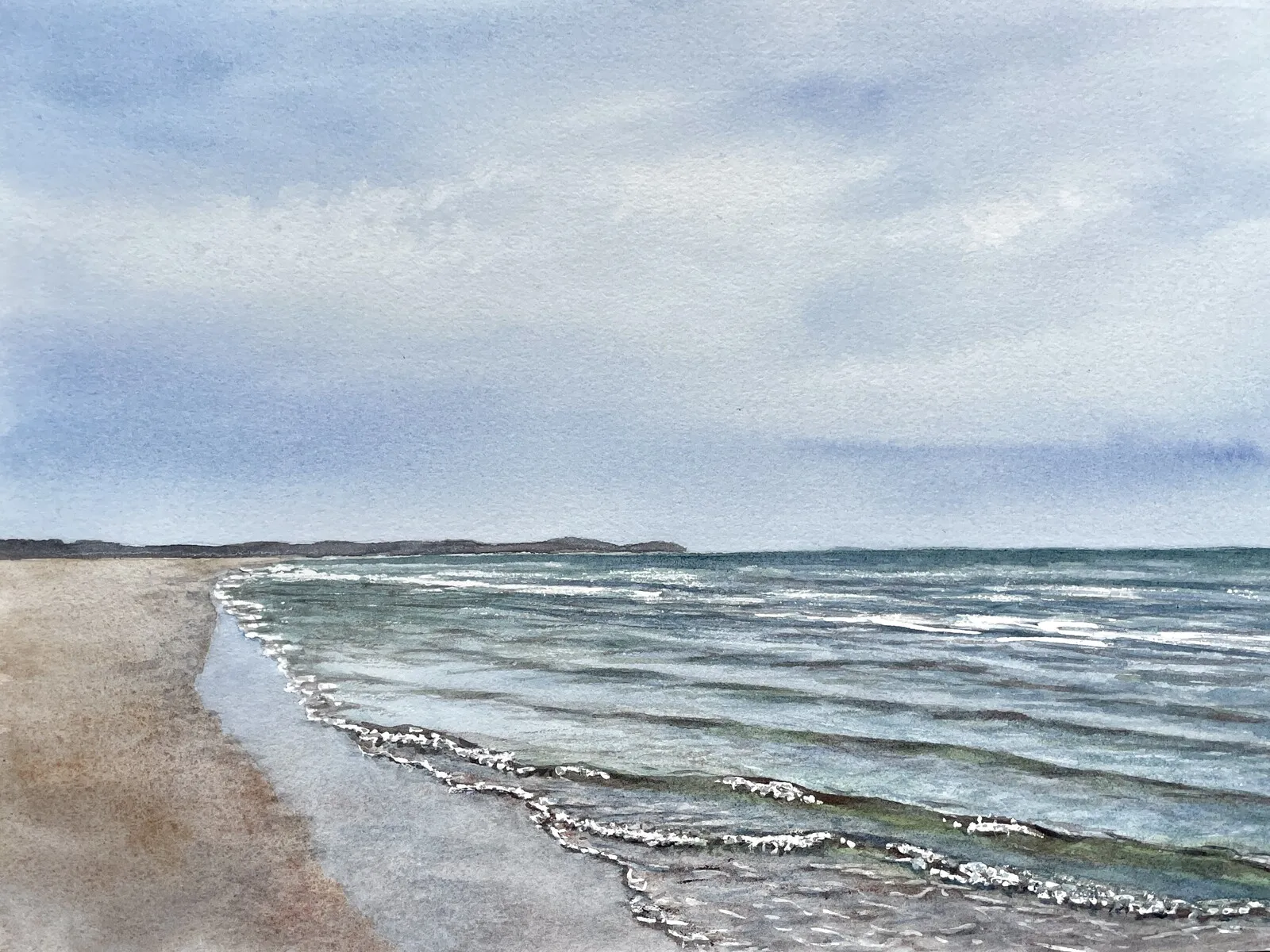 Akvarell Längs stranden av Jeanette Malmberg