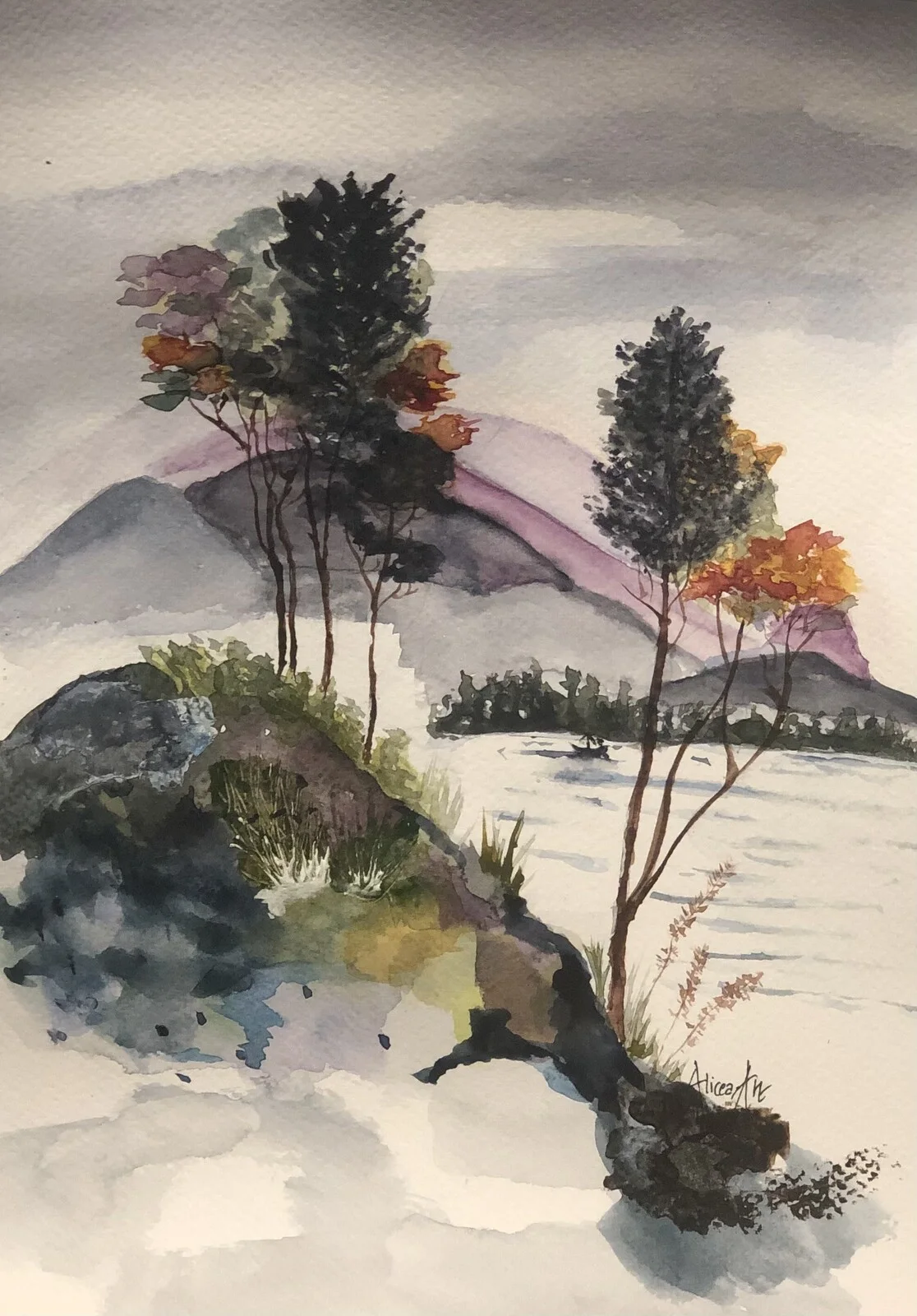 Akvarell Stillhet av Hélena Melind