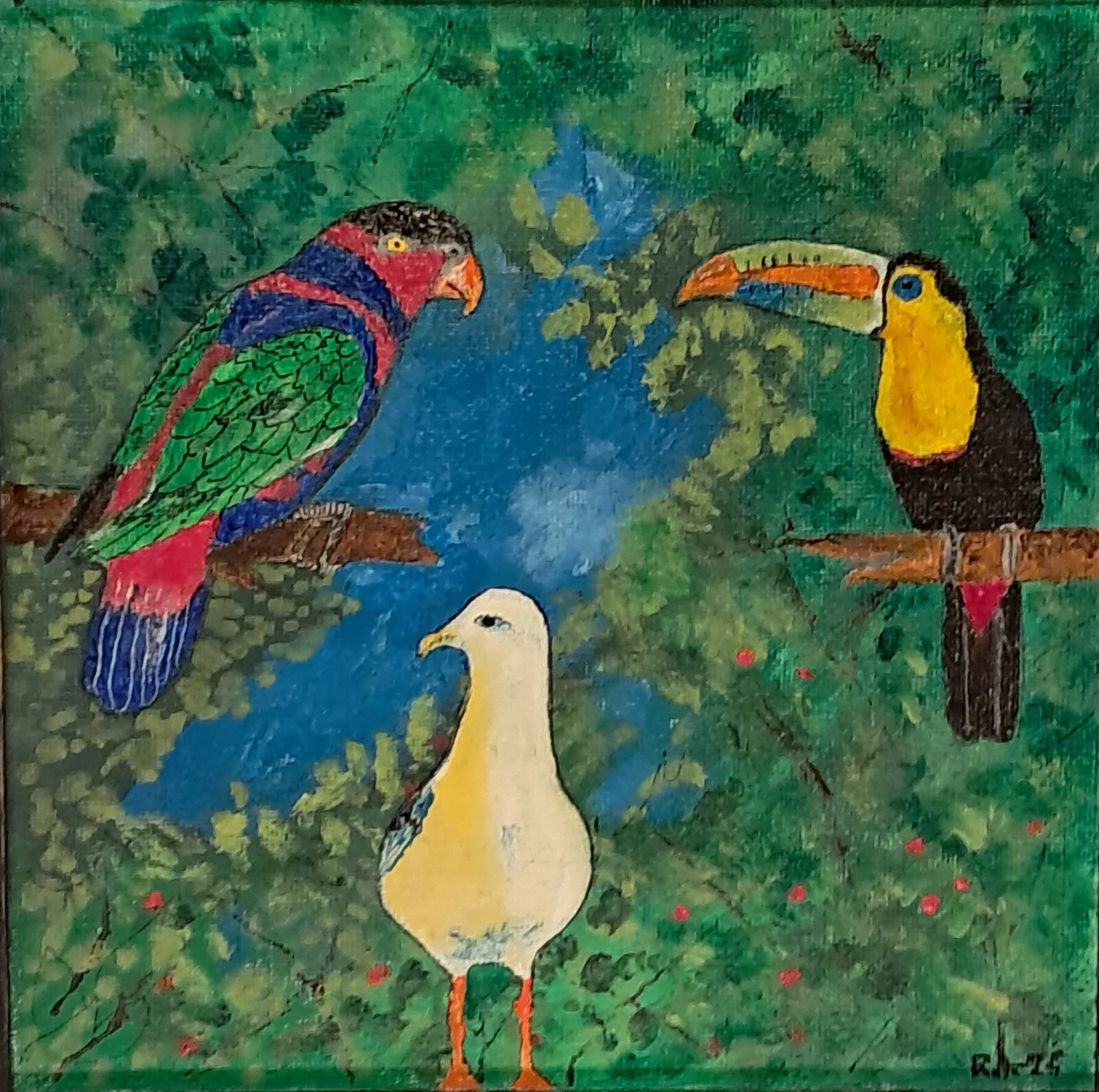 Akrylmålning Vart kom den där typen ifrån? av Roland Adolfsson