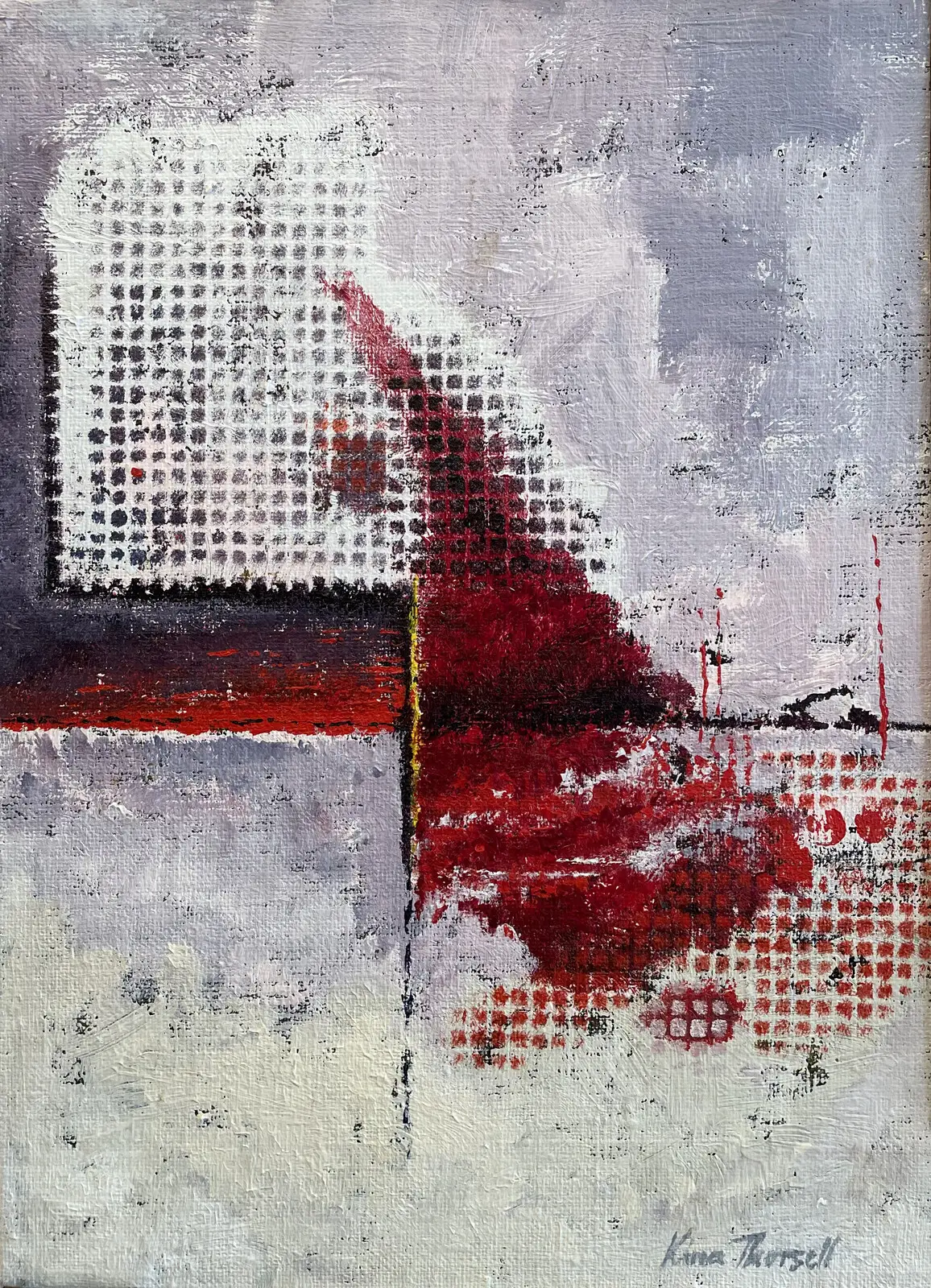 Akrylmålning Blodröda segel av Kina Thorsell