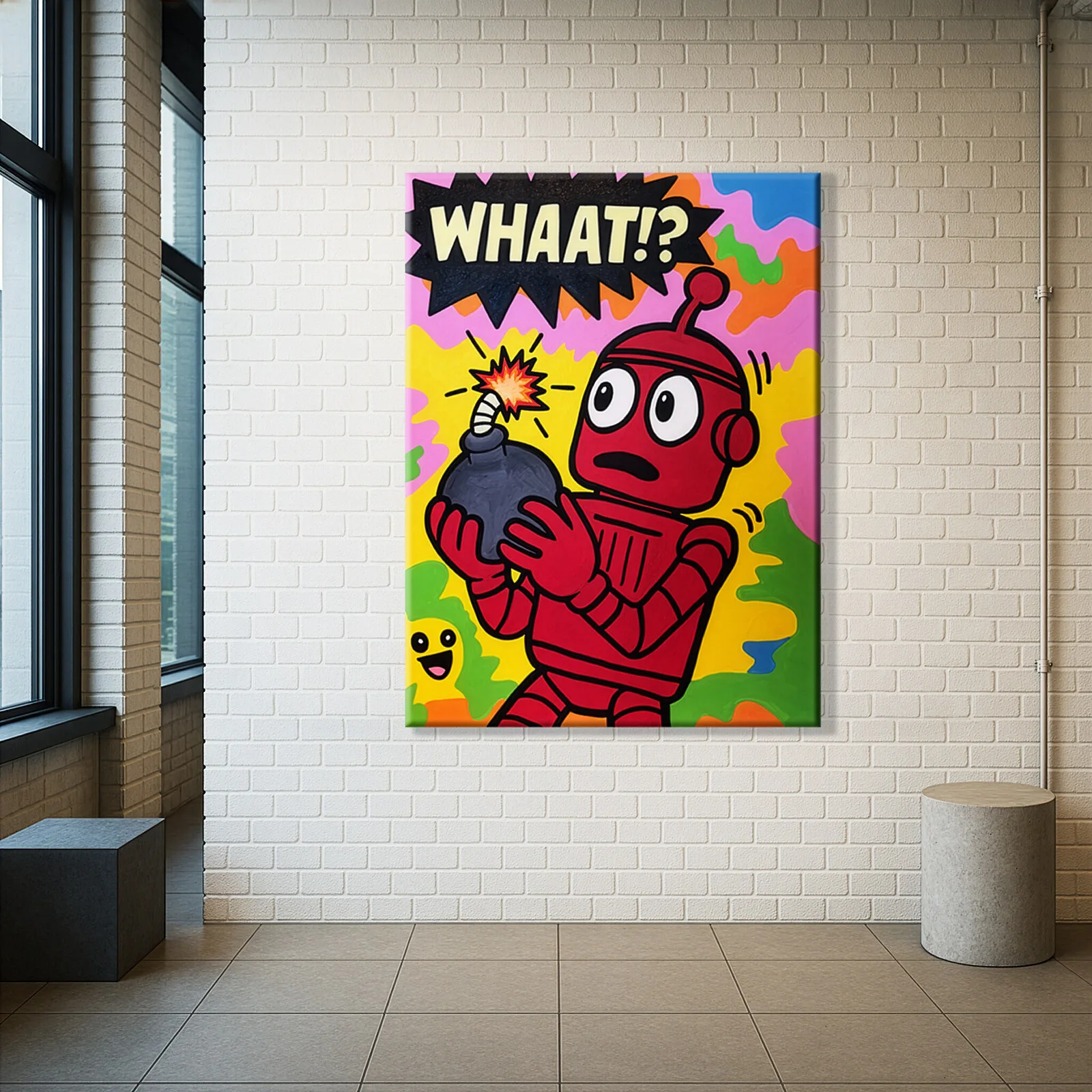 Akrylmålning WHAAT!? av Emanuel Ringborg Mankert