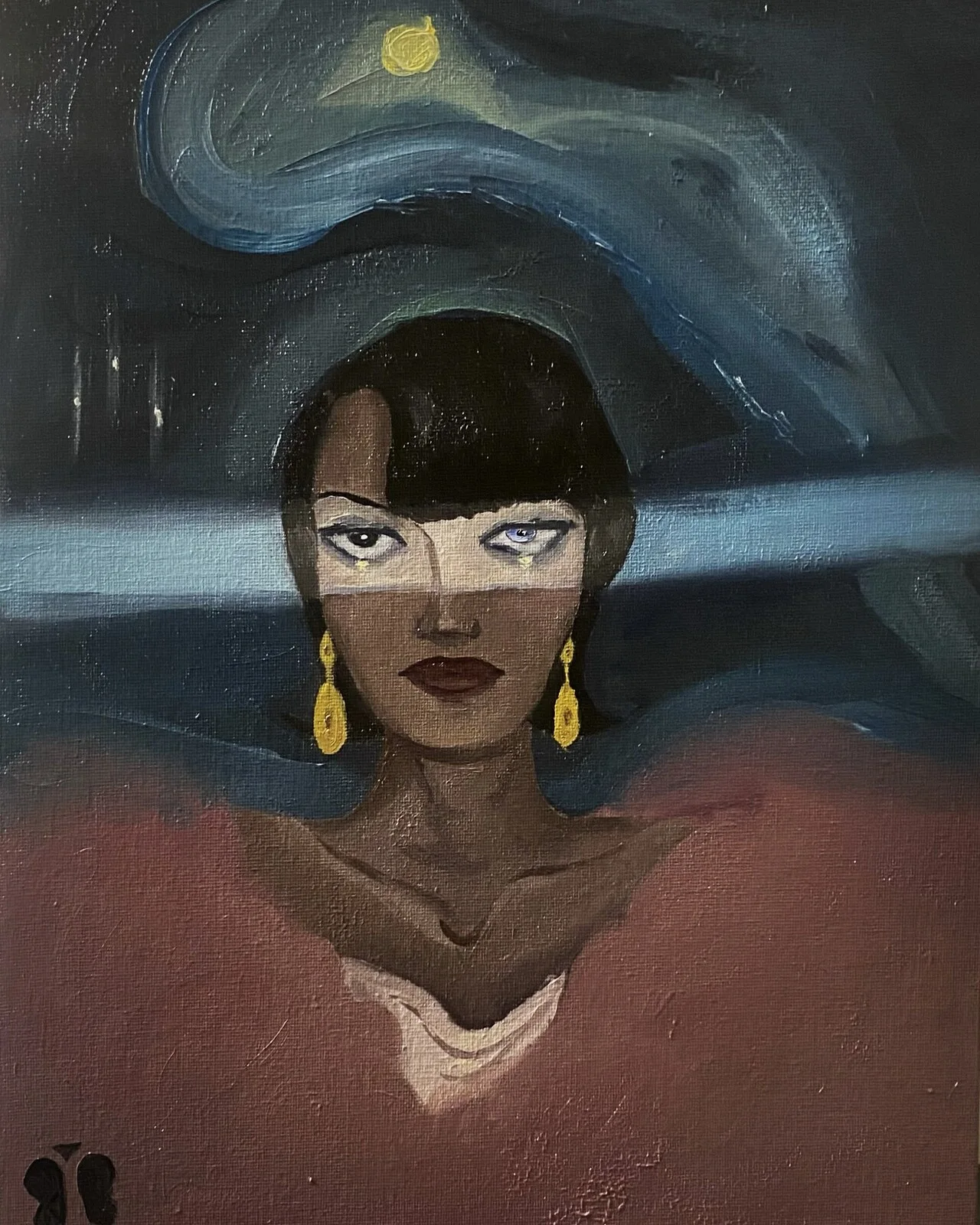 Oljemålning انضر اليَّ/Titta på mig av Meriem Al-hilfy