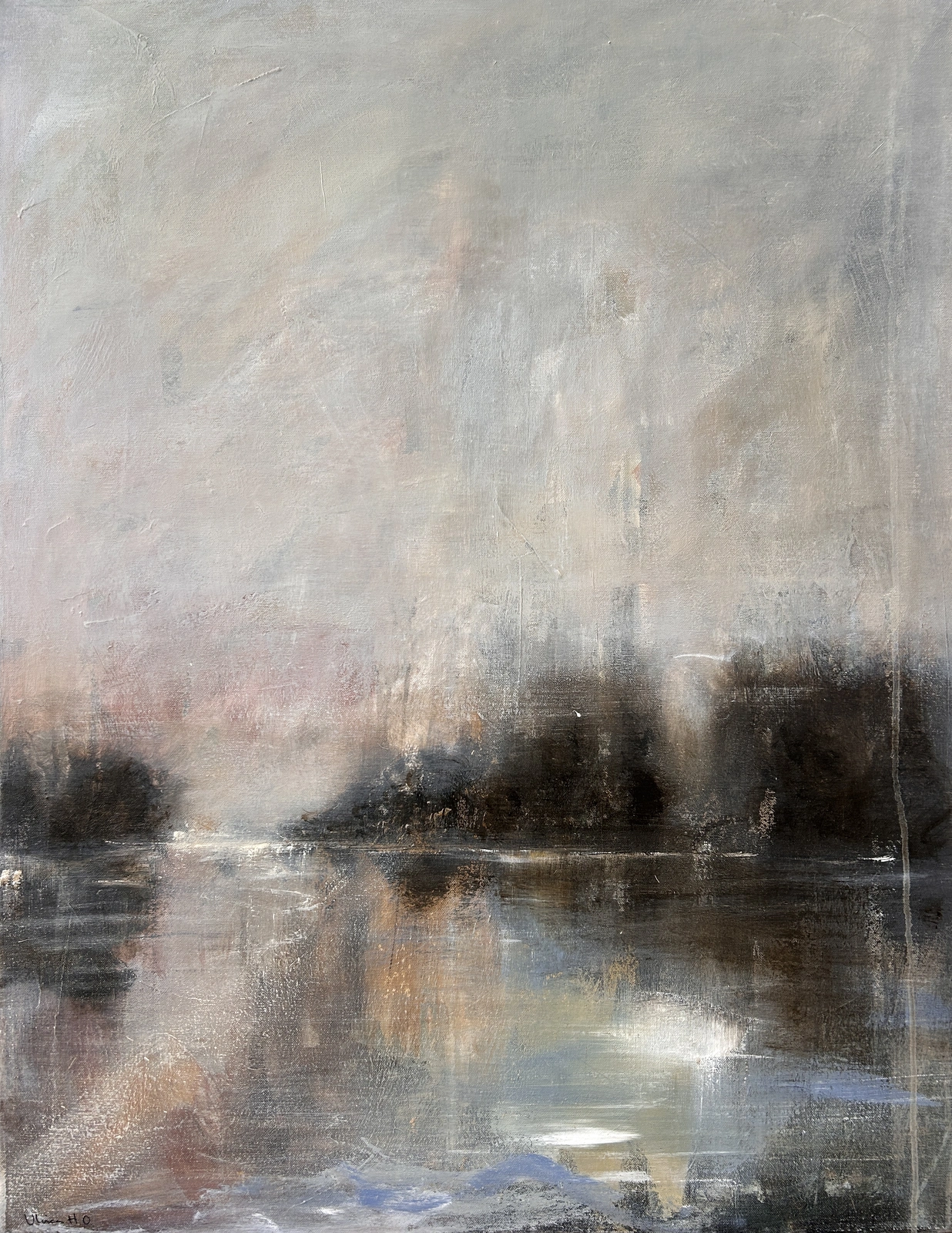 Akrylmålning Novemberljus av Ulrica Halling Olsson_art Stockholm