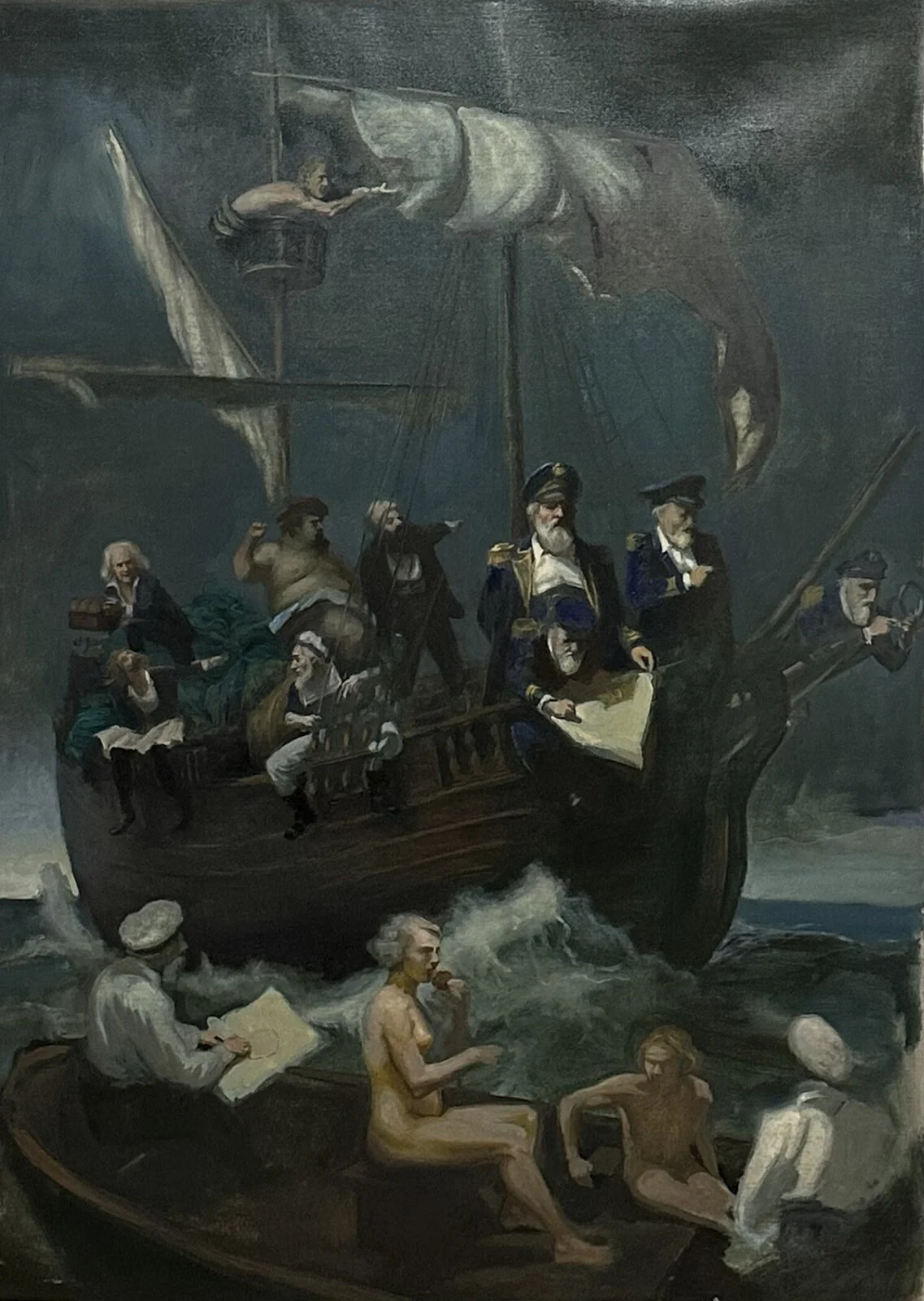 Oljemålning Ship of fools av Sussi Willgren L