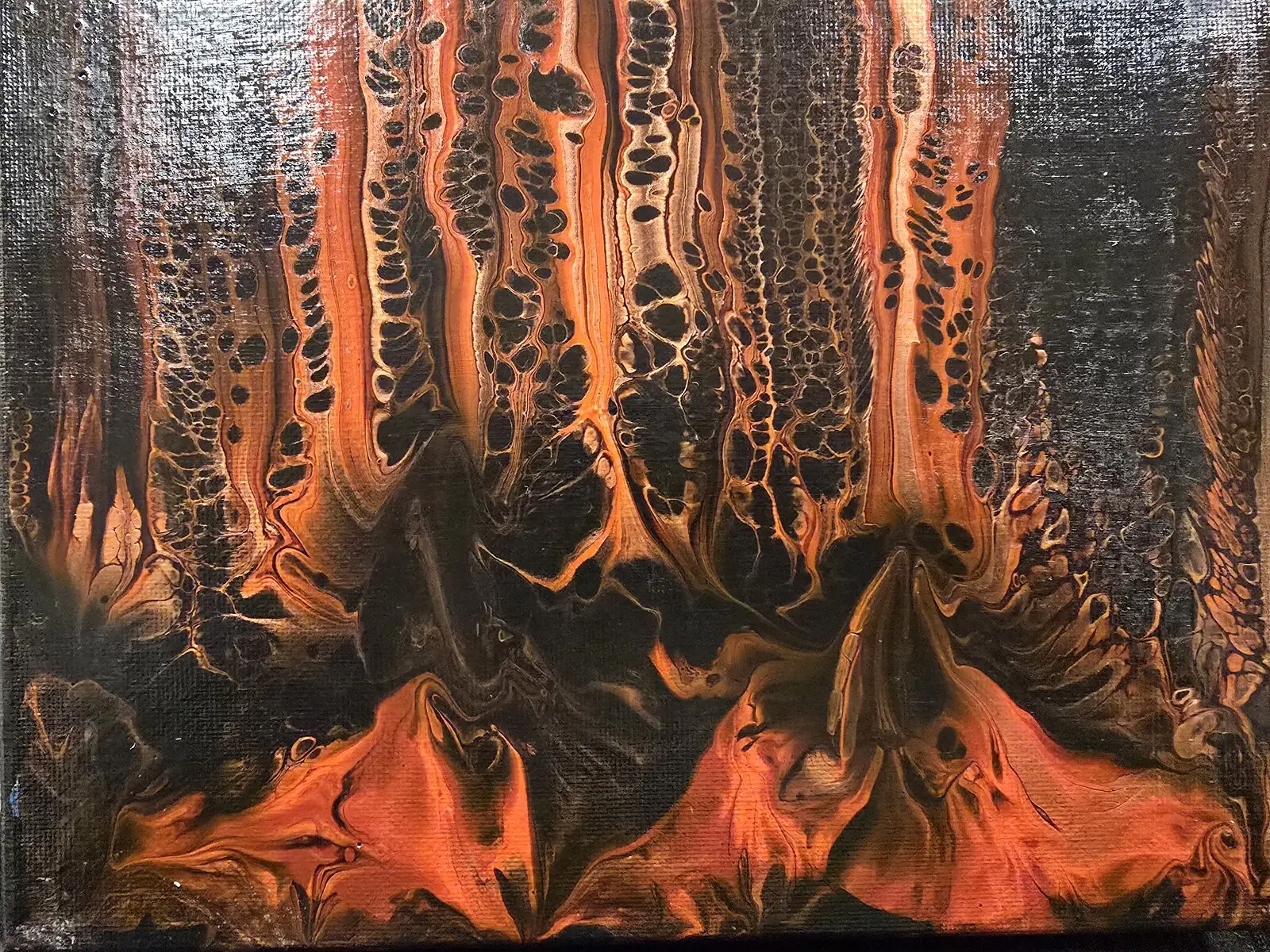 Akrylmålning Roots of fire av Marita Westerberg