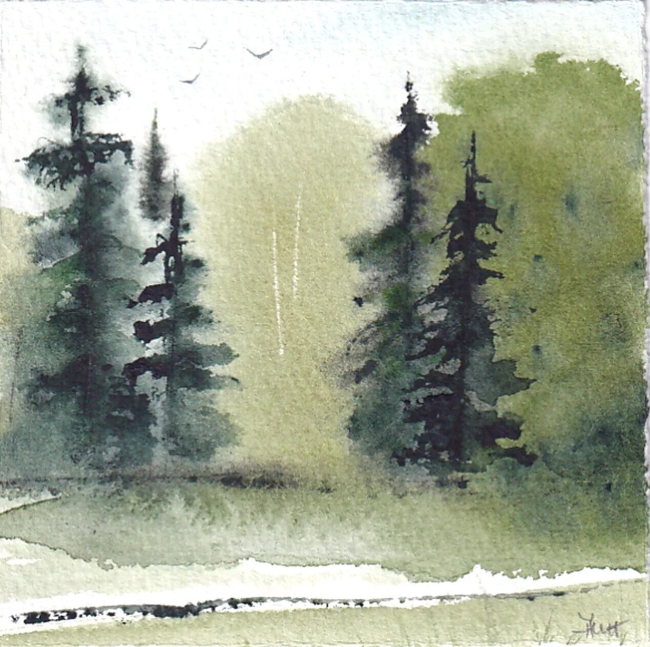 Akvarell Tiny landscapes, nr 87 av Anna-Karin Hallström