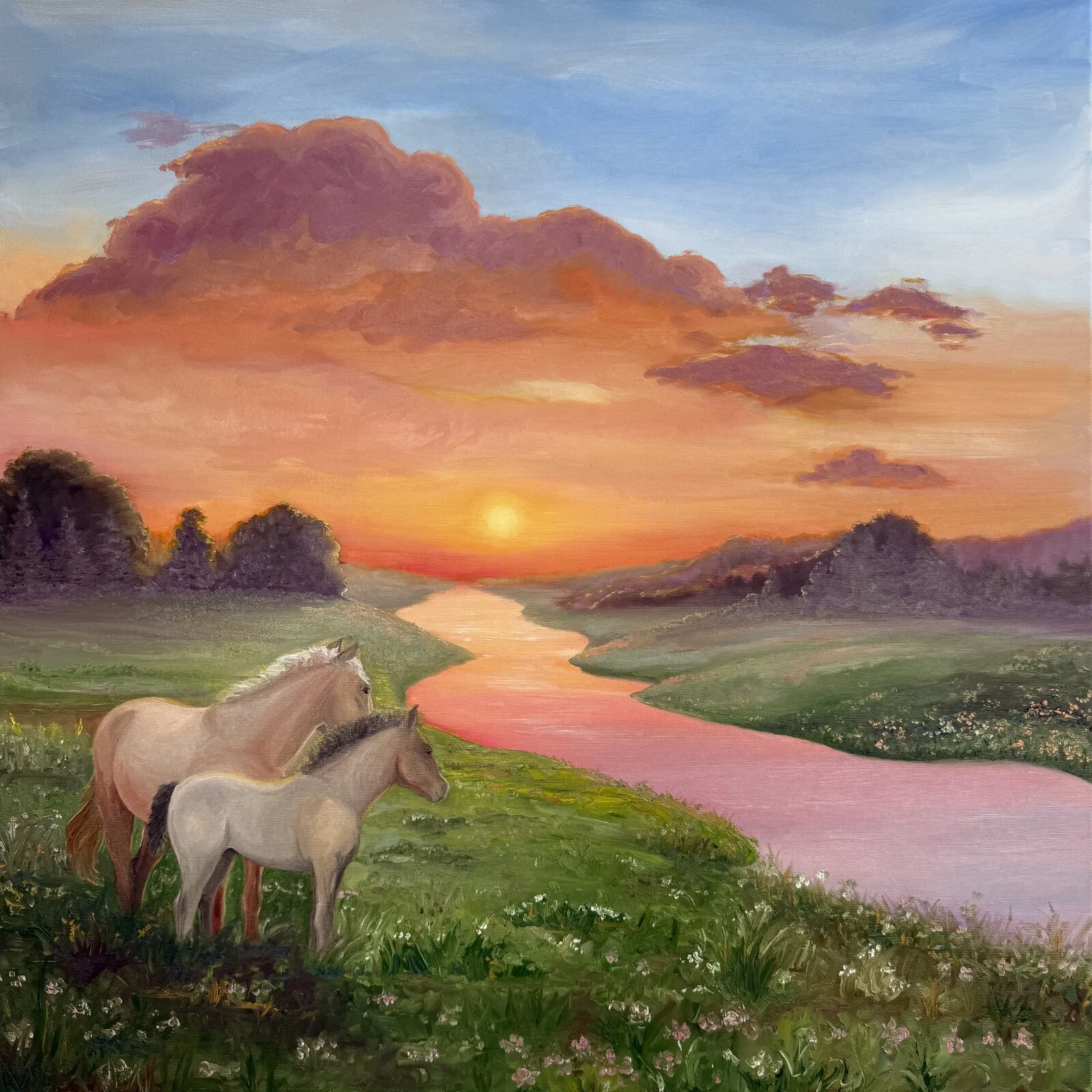 Oljemålning Midnight sun av Matilda Ränk