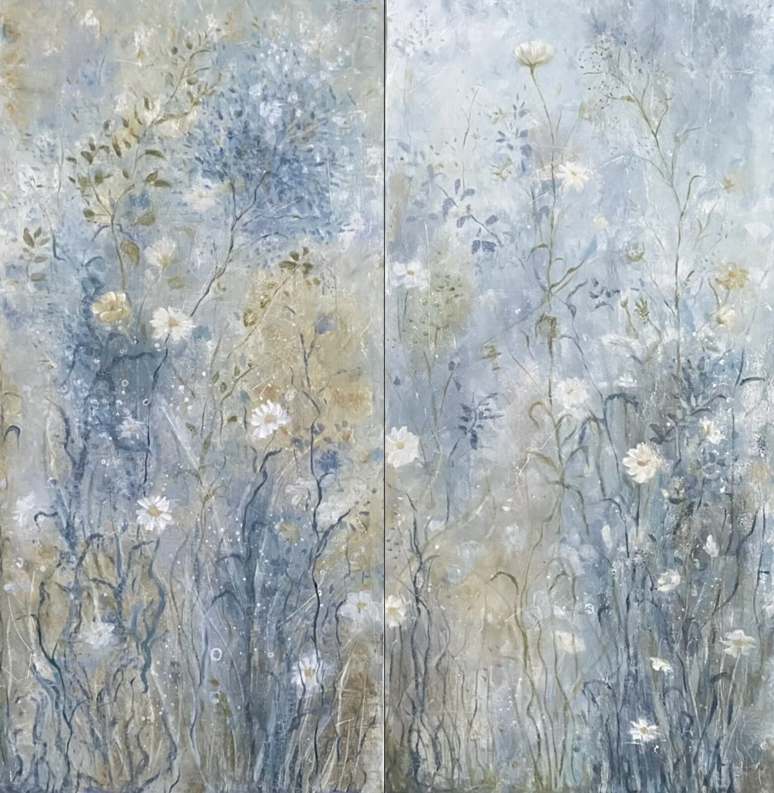 Oljemålning Morgondis (Diptyk) av Natalia Pettersson