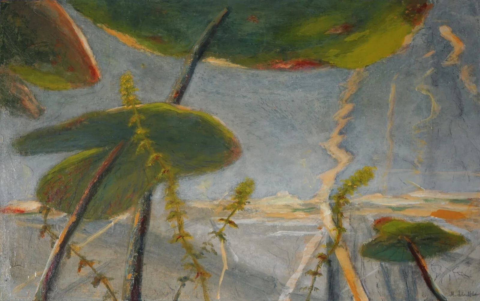 Akrylmålning Otherworldly waterlilies av Magnus Lindblom