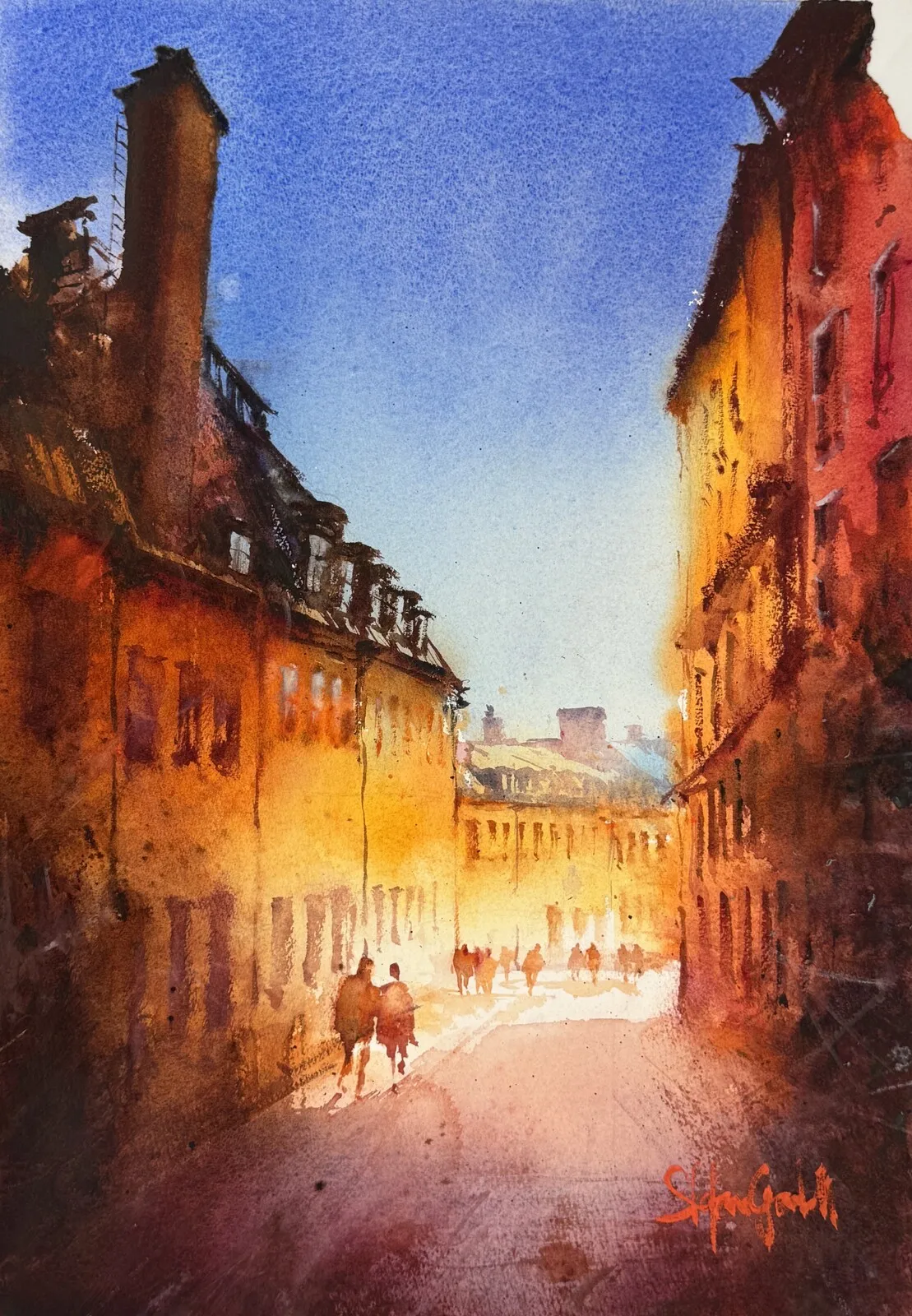 Akvarell Prysggränd av Stefan Gadnell