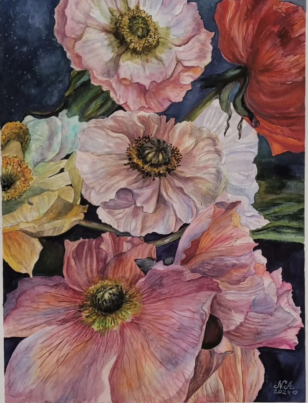 Akvarell Blommor av Natalia Apostolova