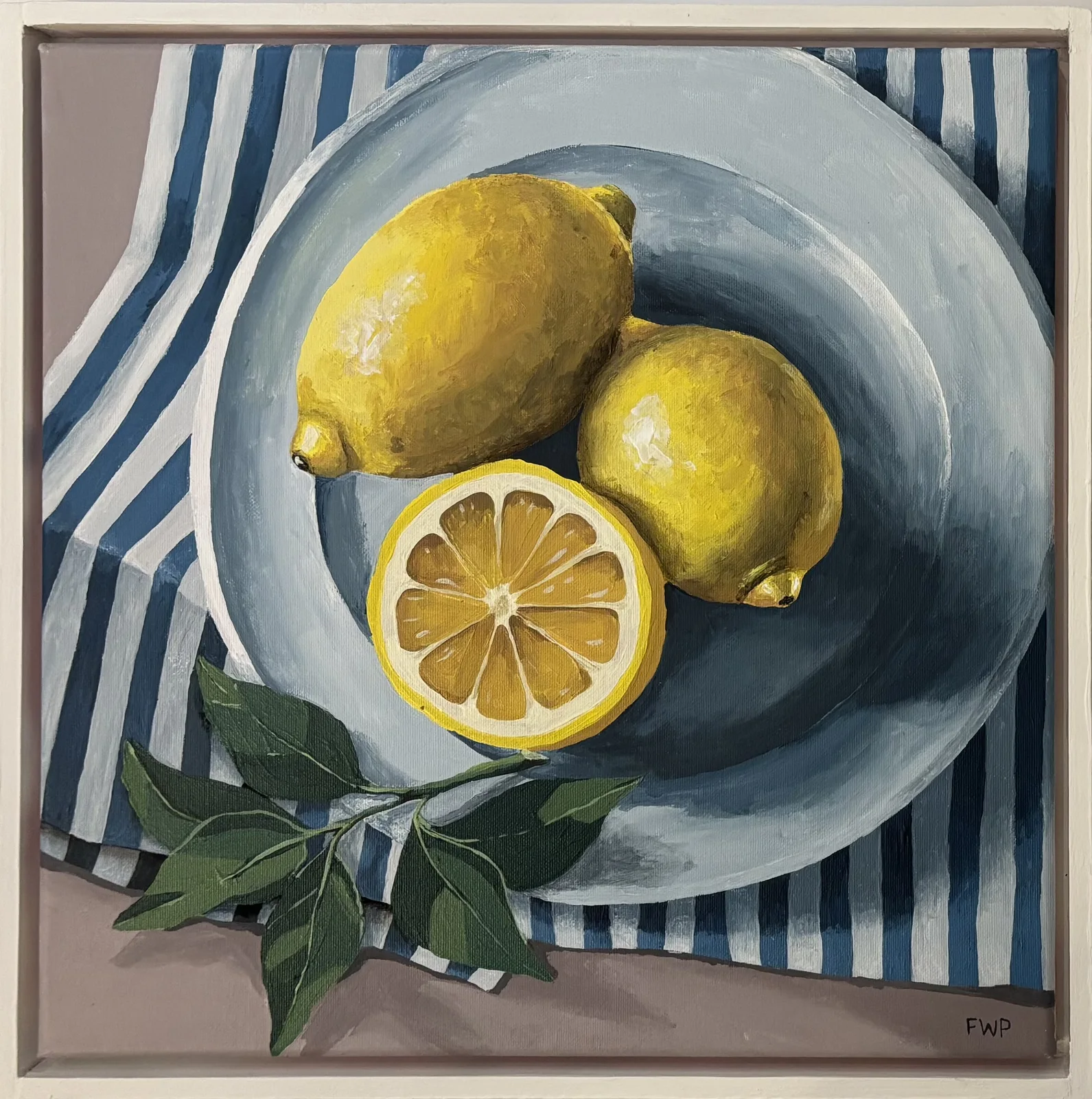 Akrylmålning STILLEBEN MED CITRONER No.2543 av Frida Westlund Prändel