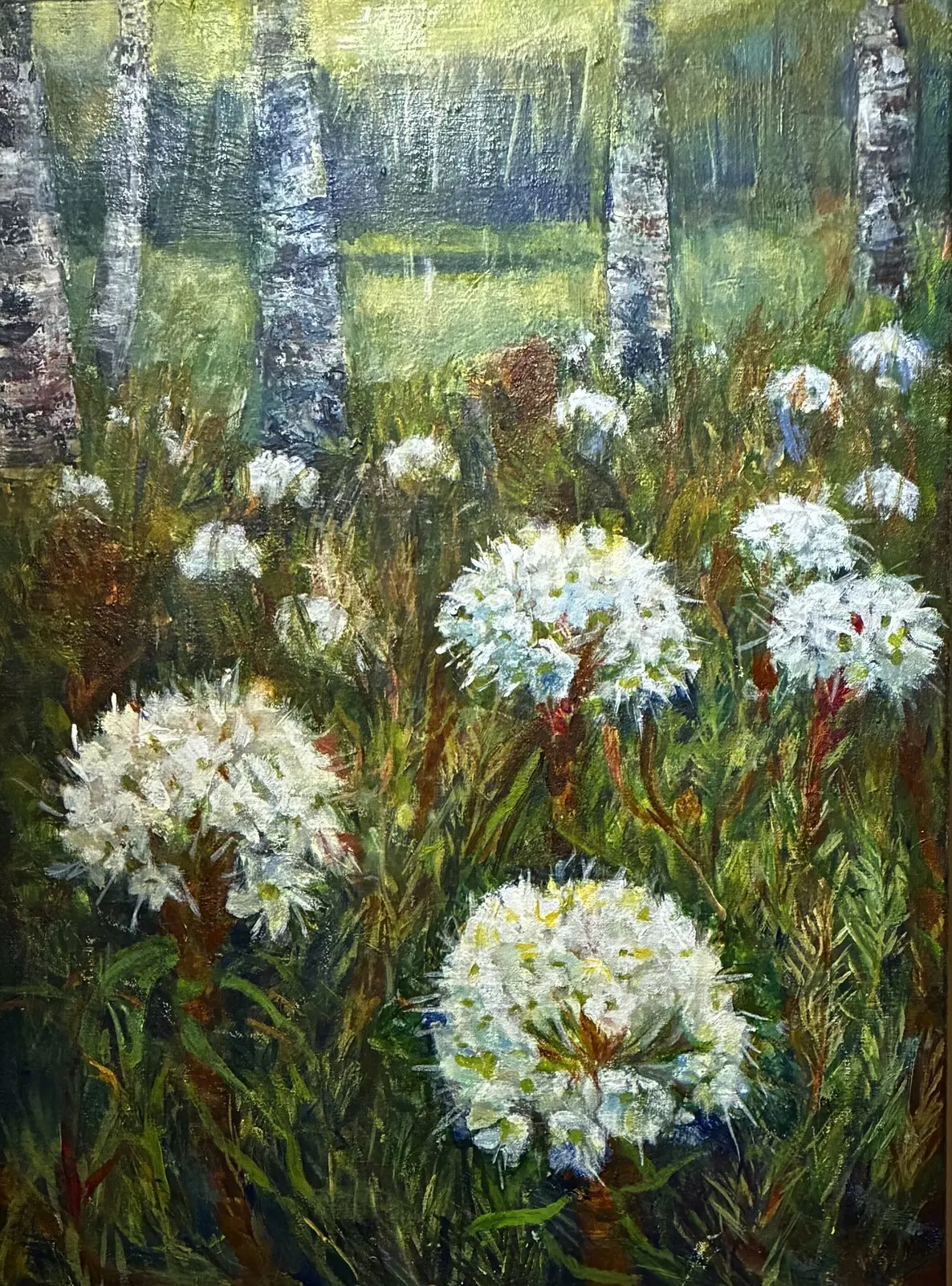 Akrylmålning Blommor vid myren av Inga-Greta Wennberg