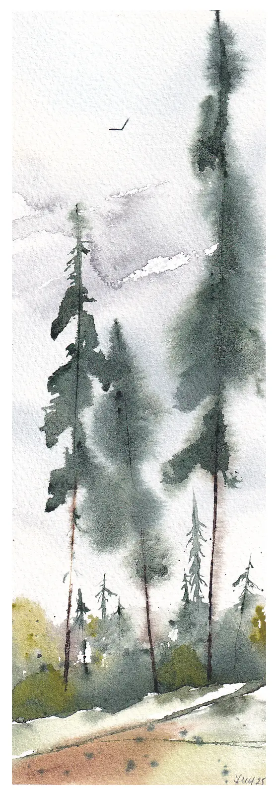 Akvarell Forest Walk av Anna-Karin Hallström