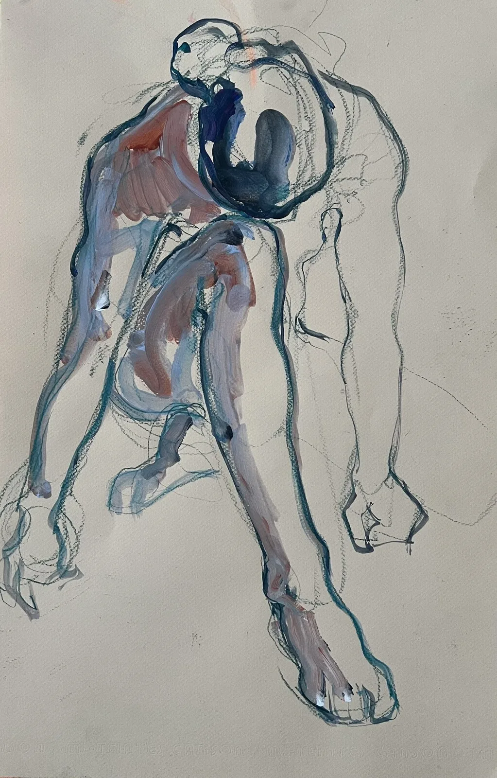 Akrylmålning Nude male sketch av Yuliia Levytska