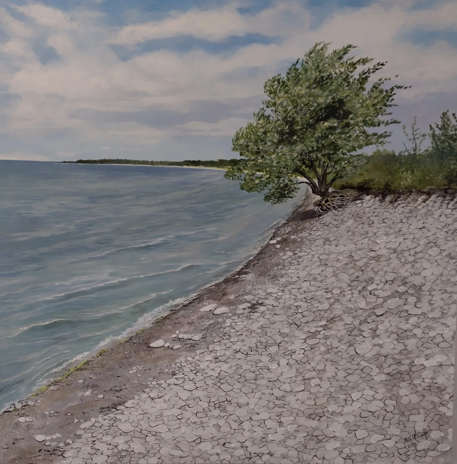 Akrylmålning Ringvide strand, Fårö av Kicki Kolsjö Franzén