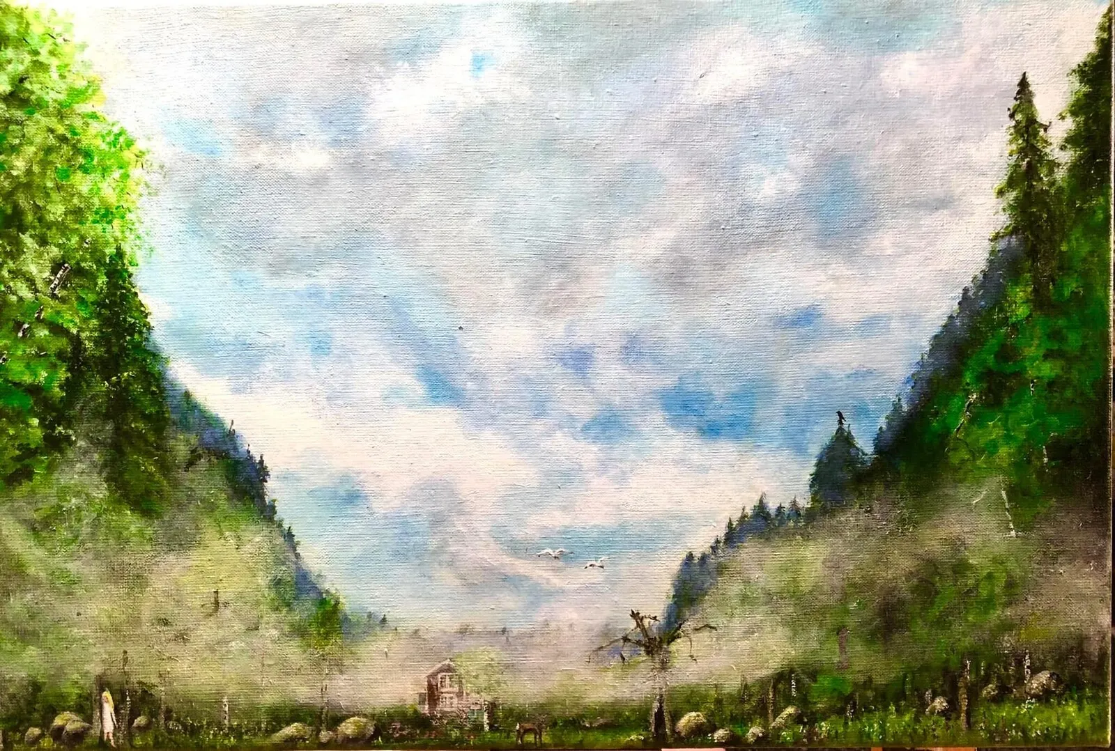 Akrylmålning Vem bor där? av LENA LOISKE