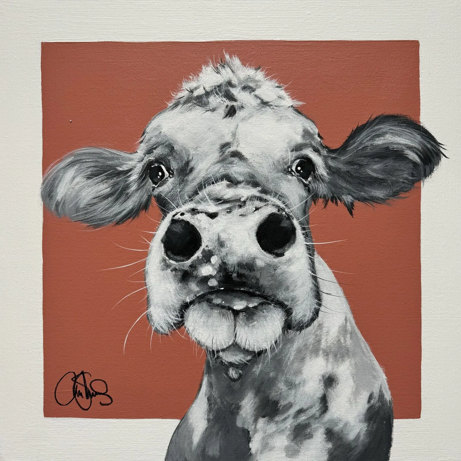 Akrylmålning COW 422 Wanda av Matilda Skoglund