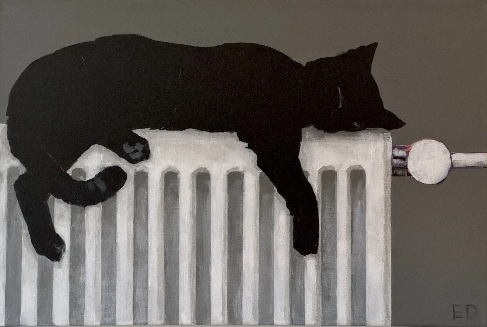 Akrylmålning Radiator cat av Ekaterina Dutkevich