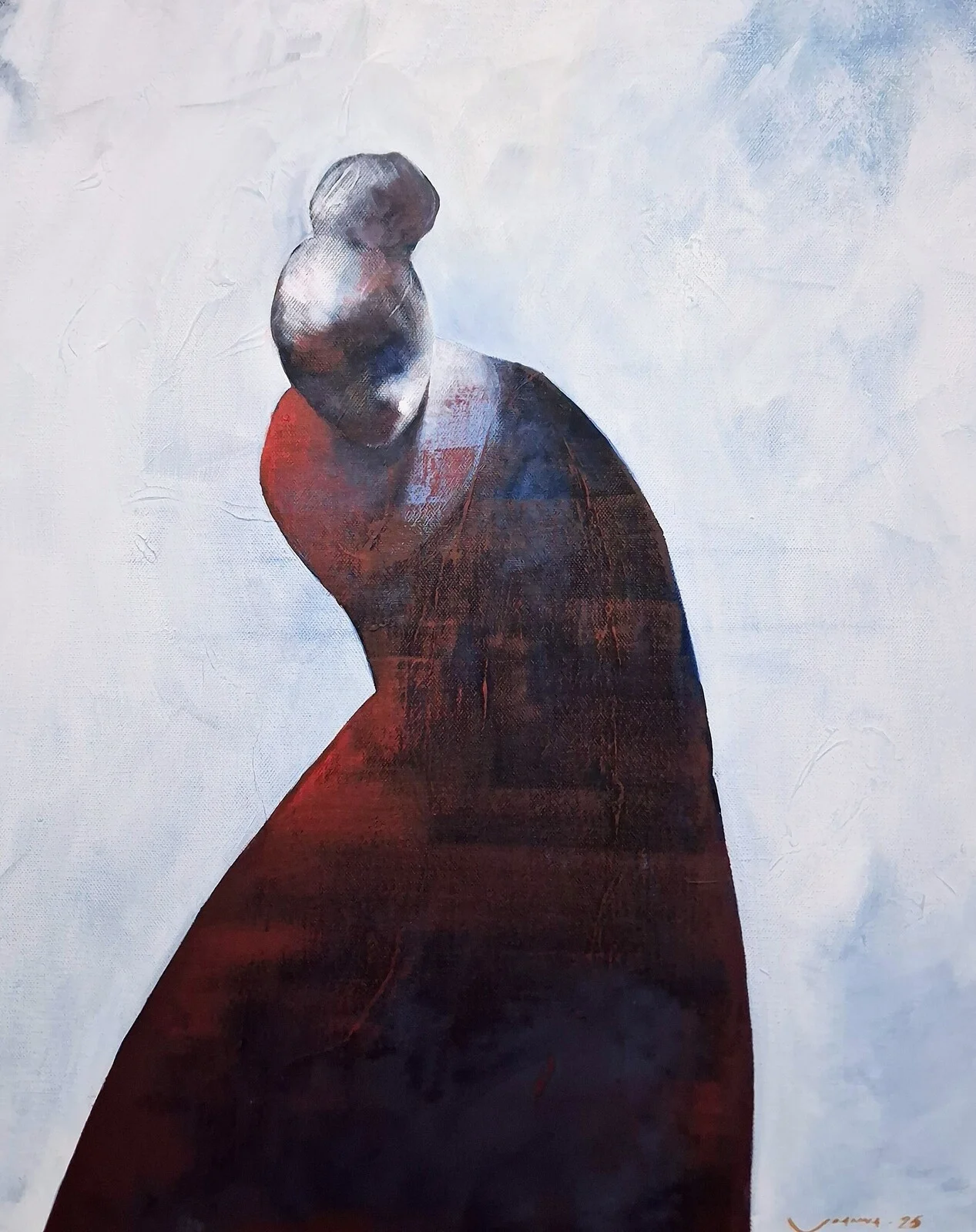 Akrylmålning Kvinna i rött av Joanna Envall