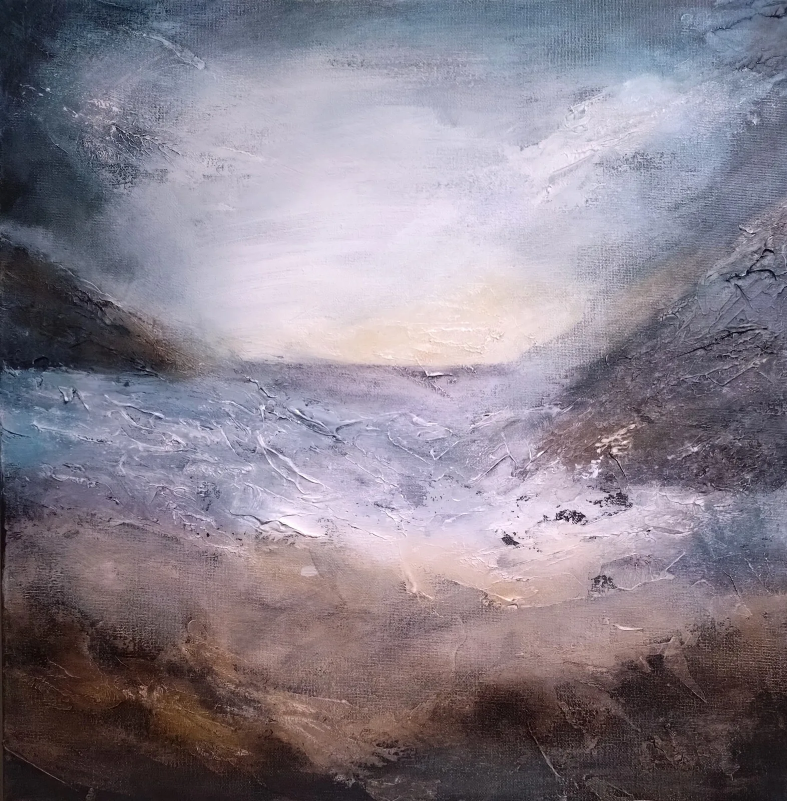 Akrylmålning Autumn beach av Lisa Svensson