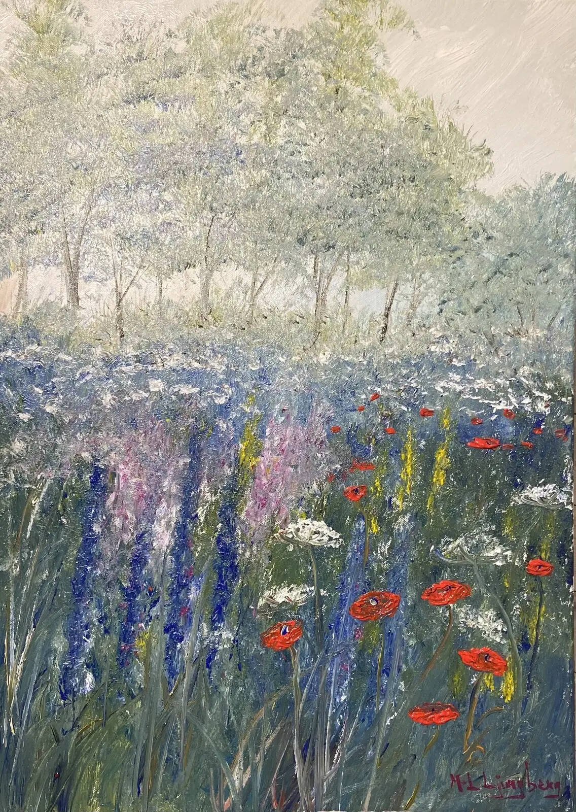 Akrylmålning Vild blomster ängen av Marie-Louise Ljungberg