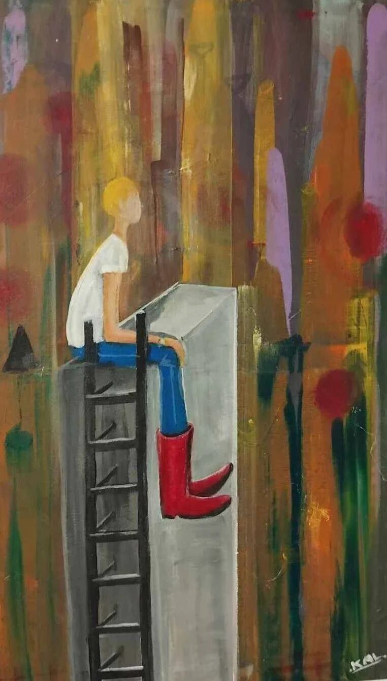 Akrylmålning Tittar mot framtiden av Karin Lidström