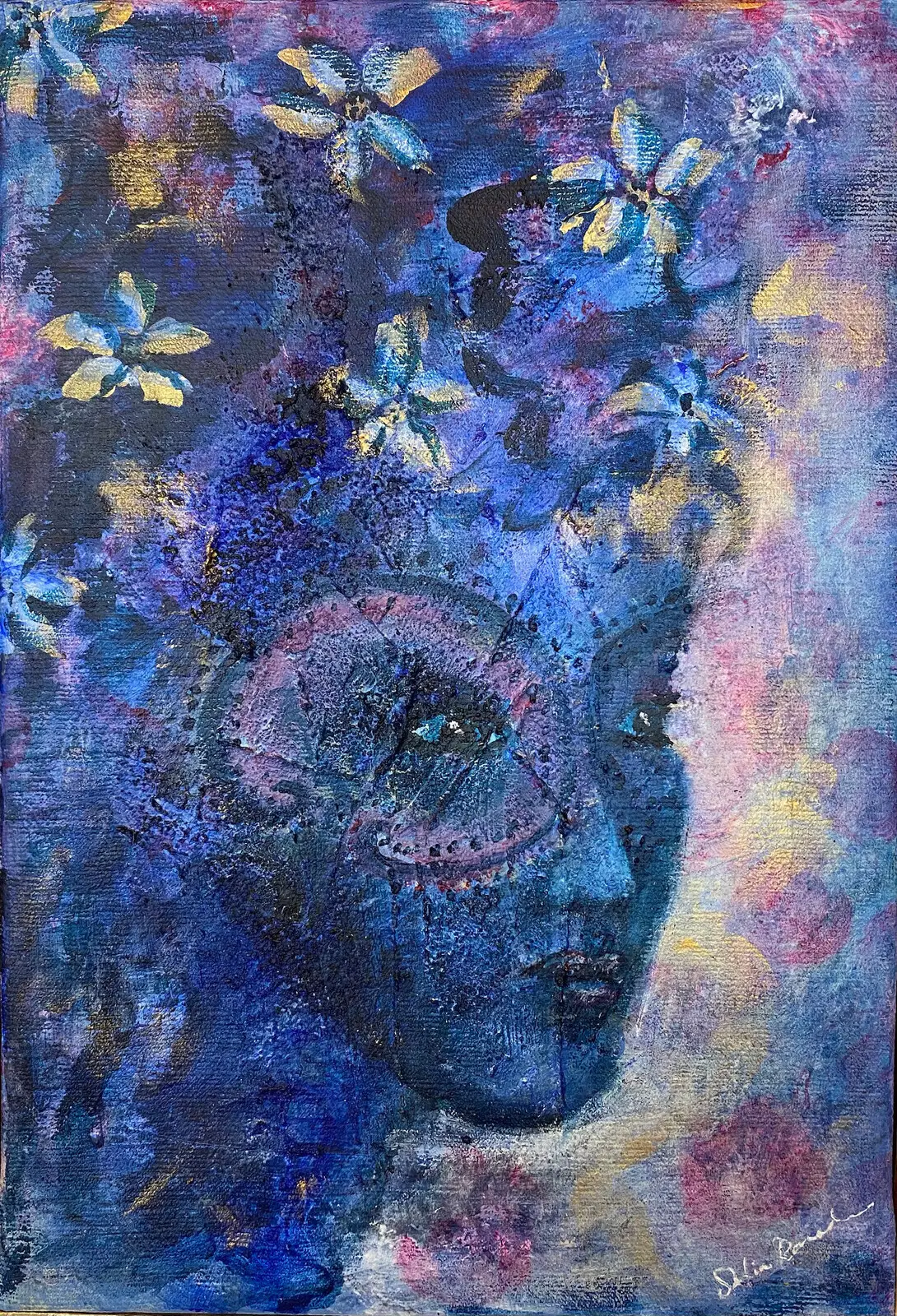 Akrylmålning Moon Flower av Sofia Romedahl