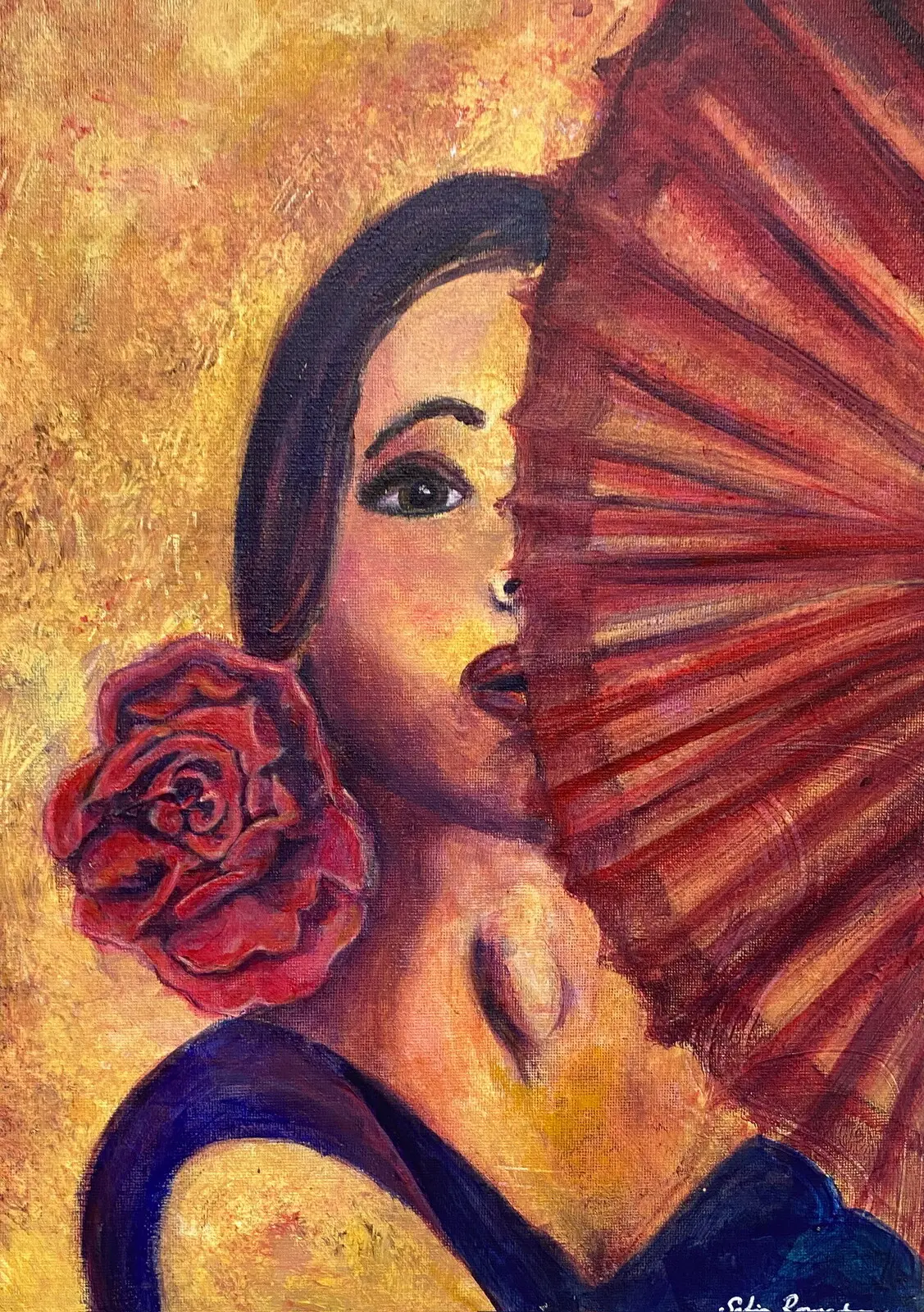 Akrylmålning Behind the fan av Sofia Romedahl