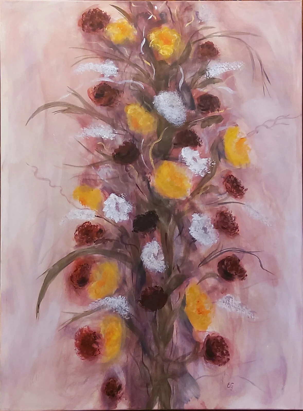 Akrylmålning Blomster II av Eva Garami