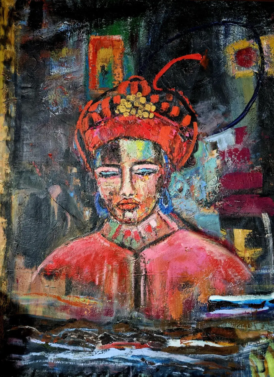 Oljemålning En bön för den goda människan. av Marta Monguillot