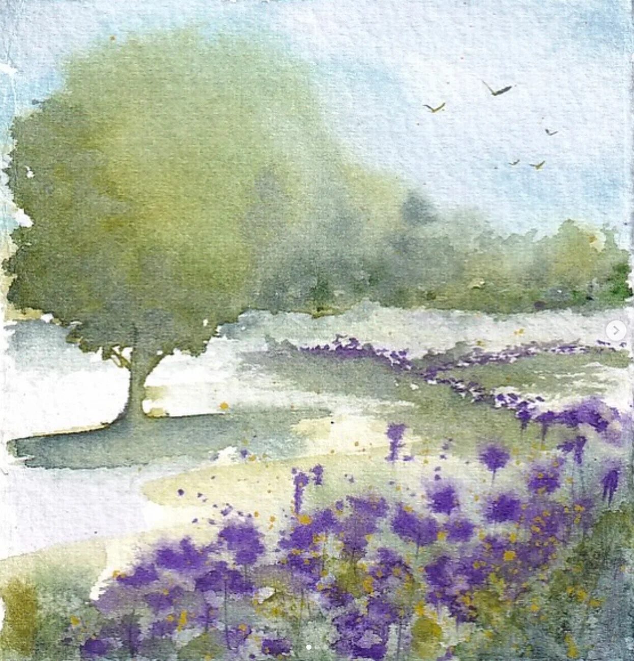 Akvarell Tiny landscapes, nr 61 av Anna-Karin Hallström