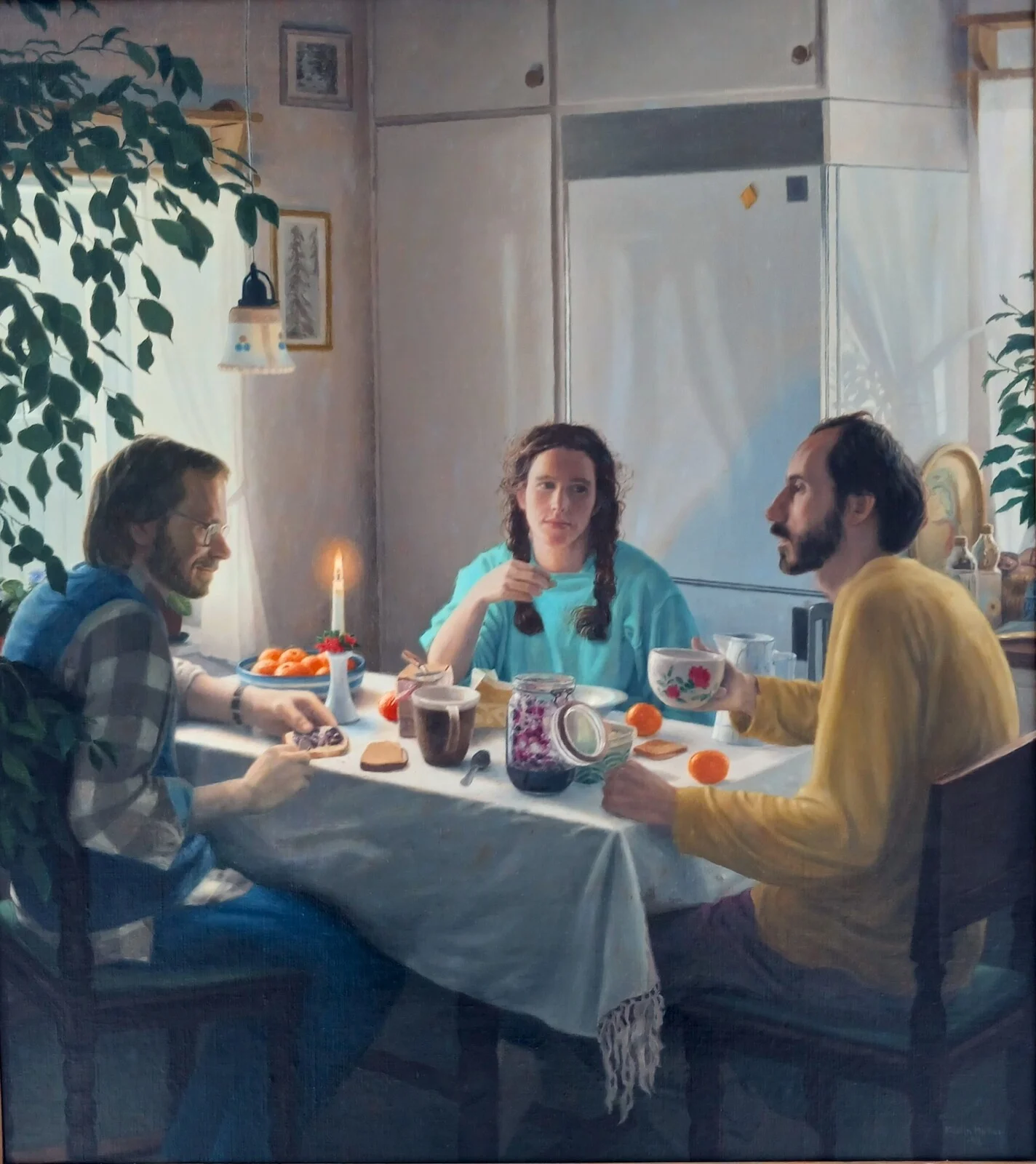 Oljemålning Vid köksbordet av Martin Möller