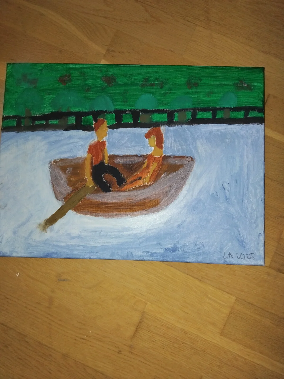 Akrylmålning Första träffen av Lisa Andersson