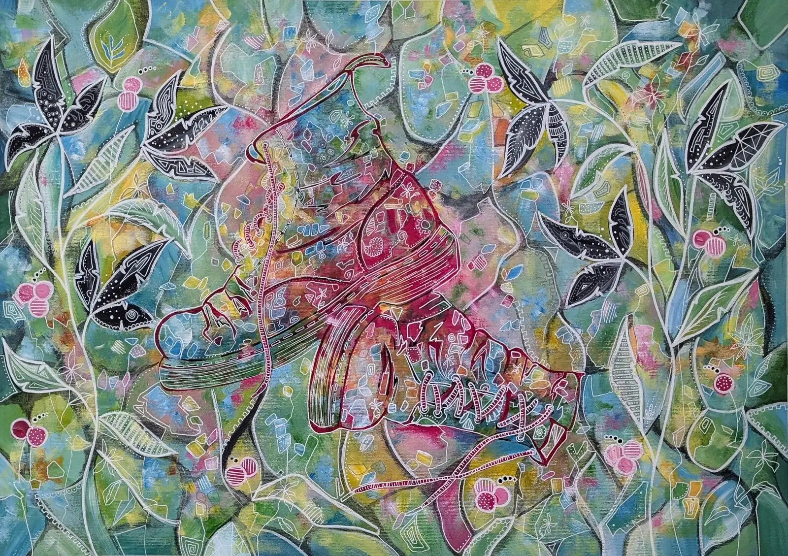 Akrylmålning Älskade kängor av Tutta Domenstam